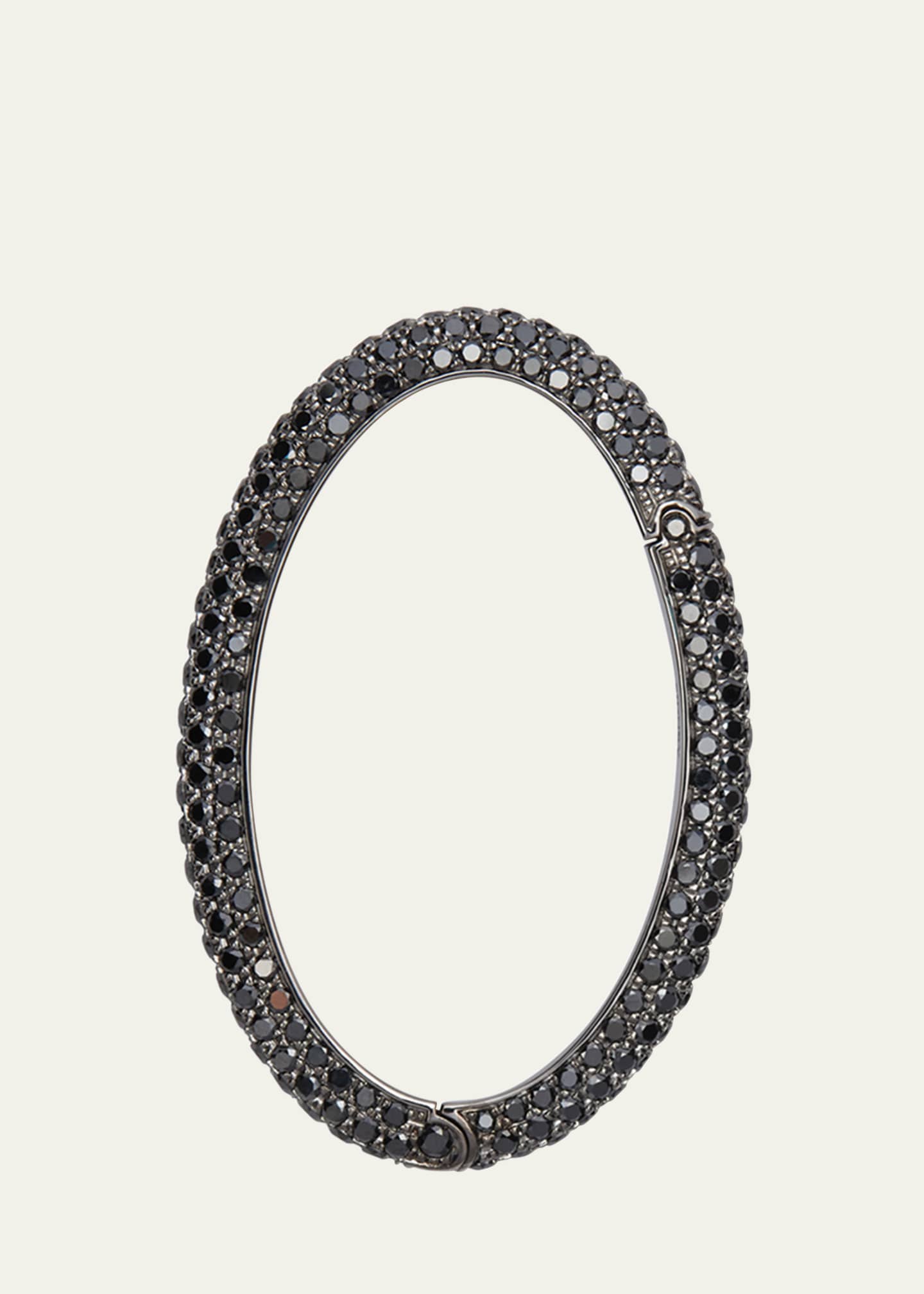 Sidney Garber 18K White Gold Large Black Diamond Oval Link Clasp