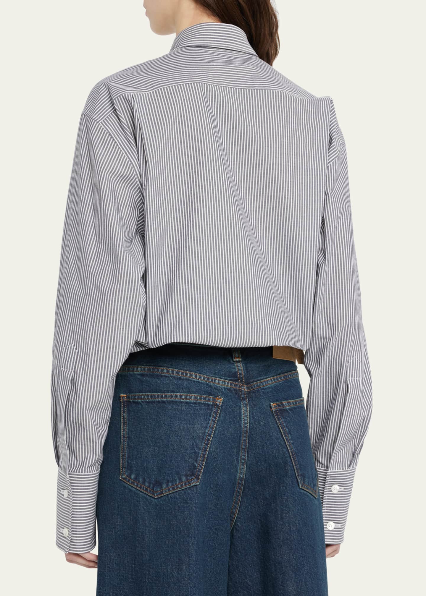 MM6 Maison Margiela Pinstripe Long-Sleeve Twist Front Shirt