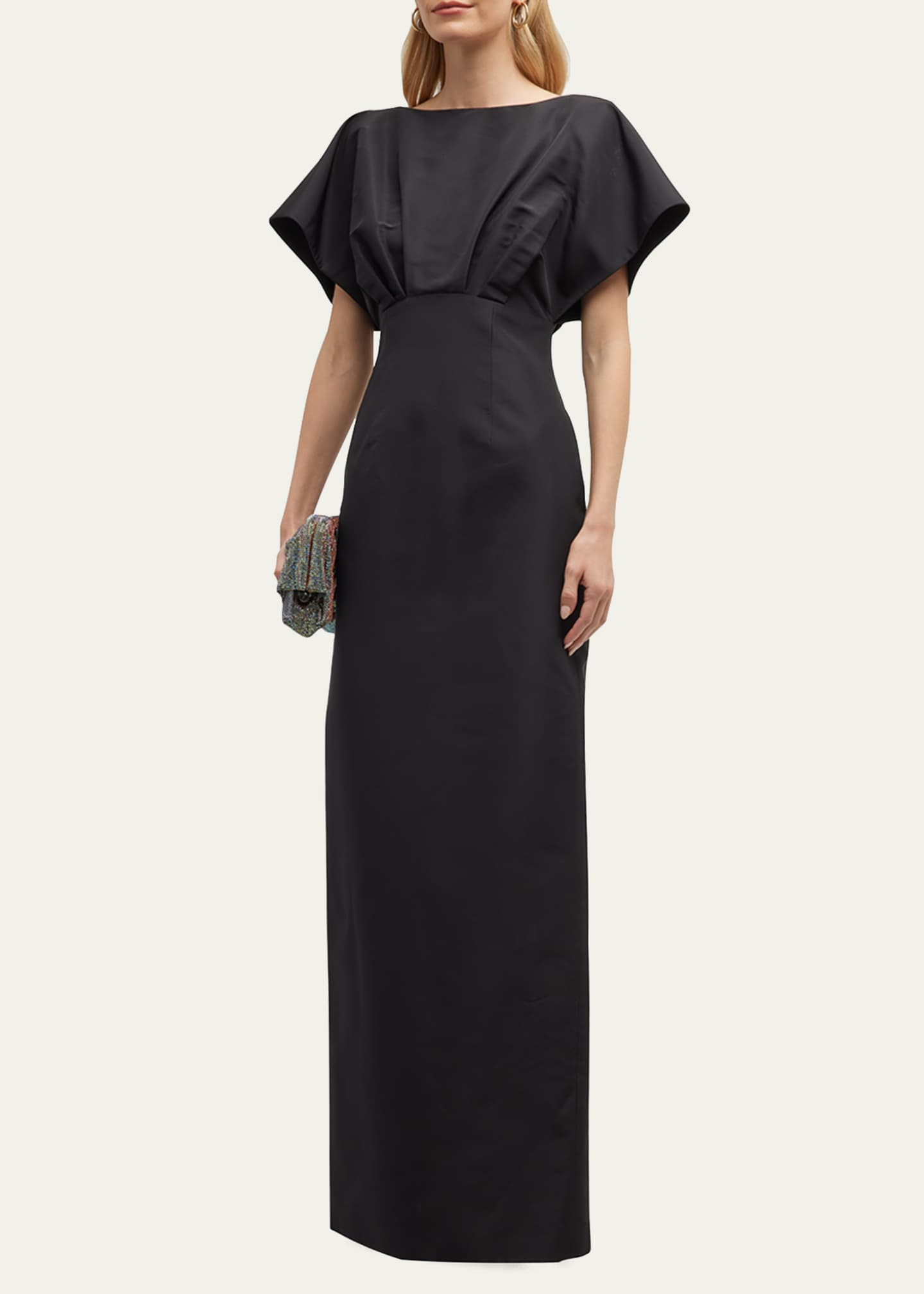 Carolina Herrera Silk Column Gown with Fan Bodice