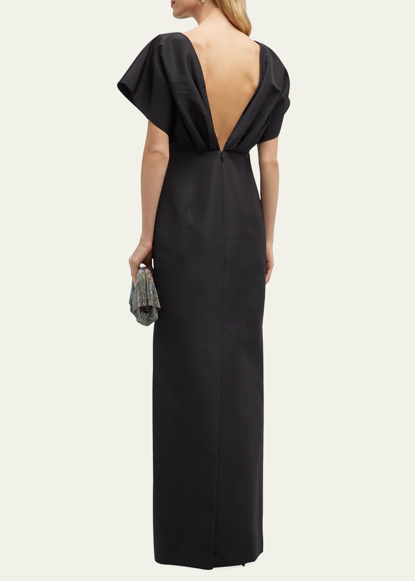Carolina Herrera Silk Column Gown with Fan Bodice Image 3 of 5