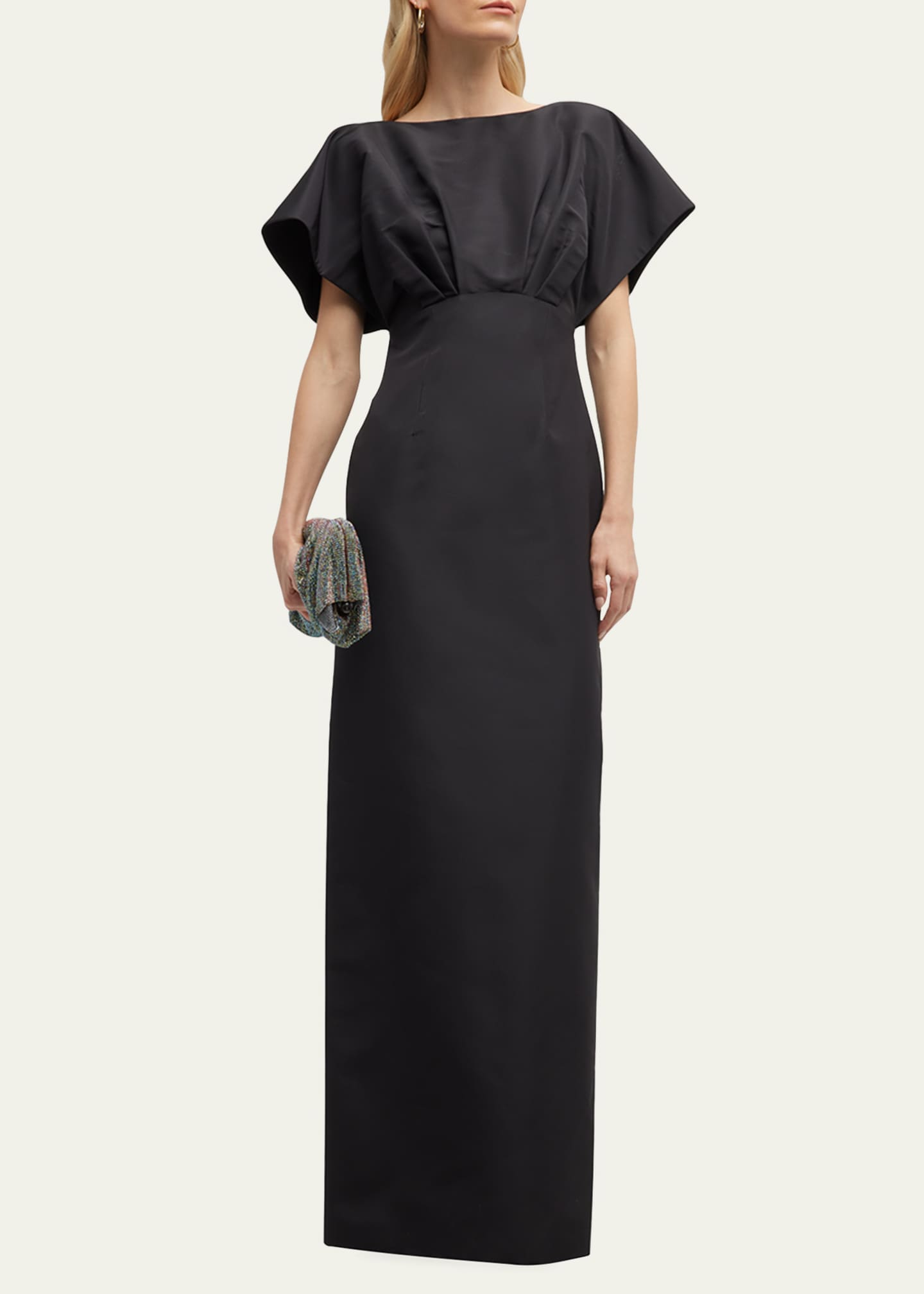 Carolina Herrera Silk Column Gown with Fan Bodice Image 4 of 5