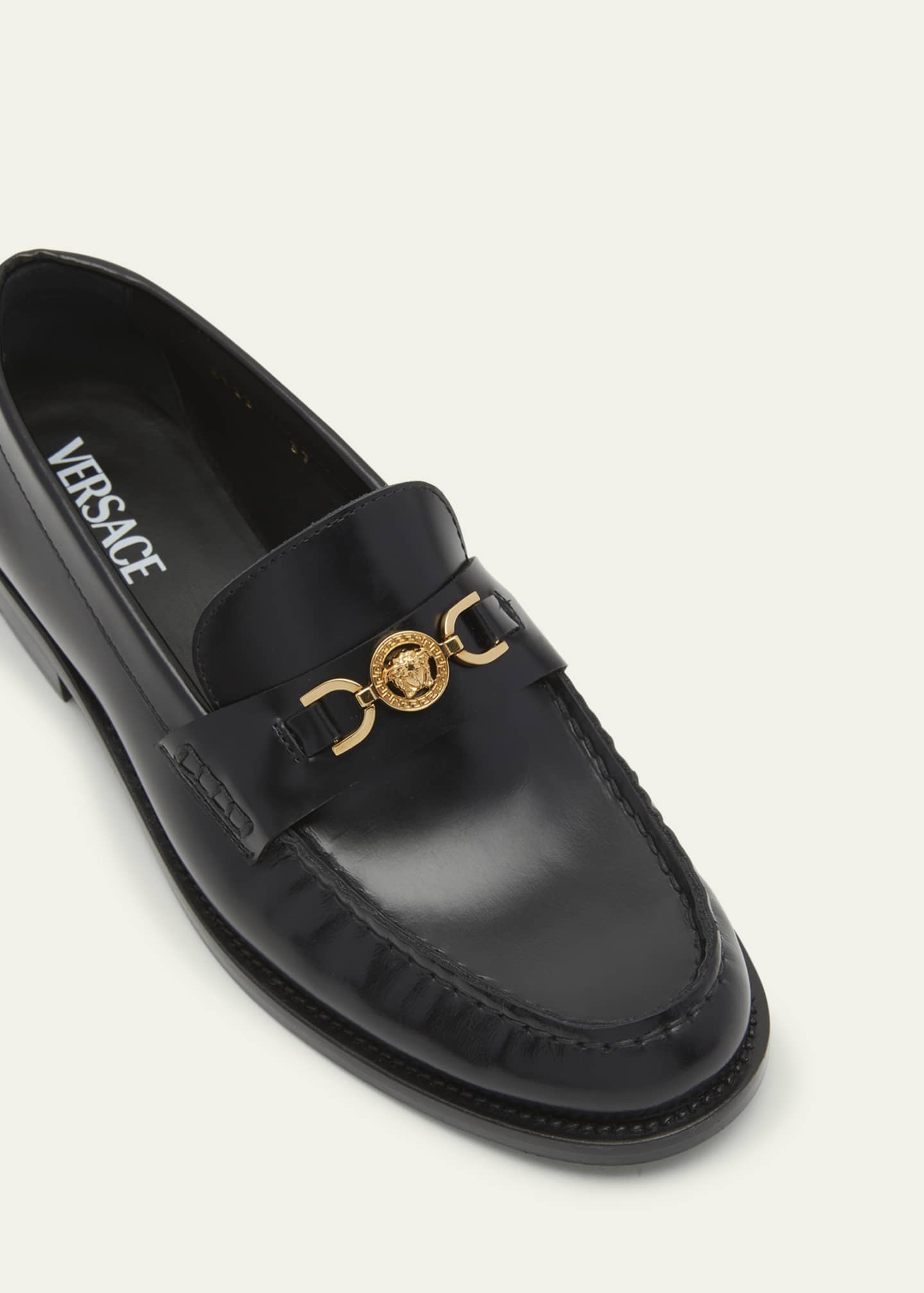 Versace Medusa Chain Leather Loafers Bergdorf Goodman