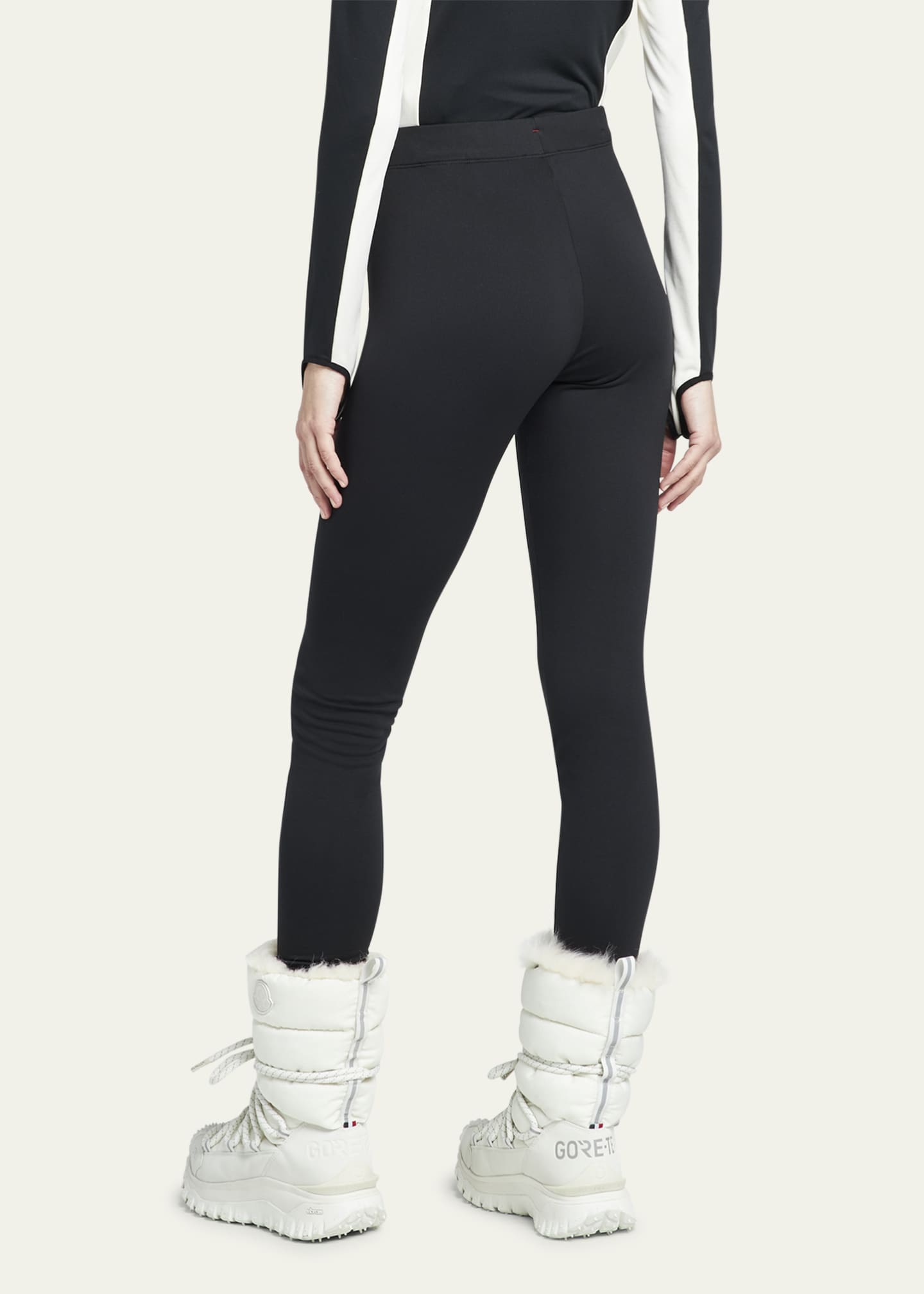 Black Logo-embossed technical-jersey leggings, Moncler Grenoble