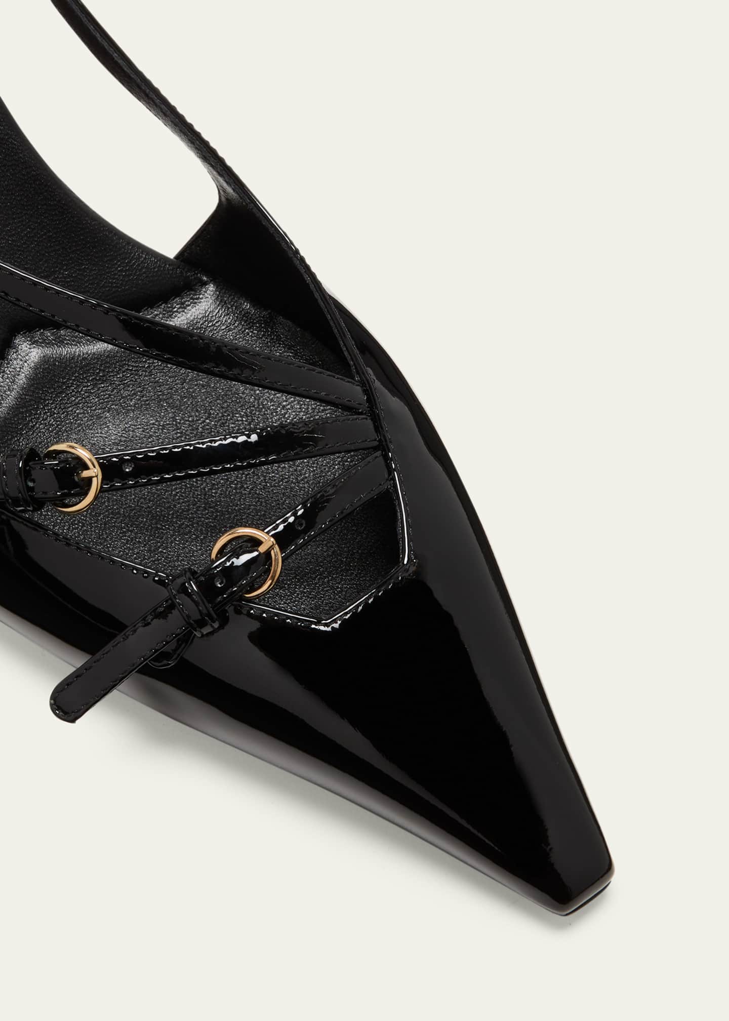 Patent Buckle-Trio Slingback Pumps