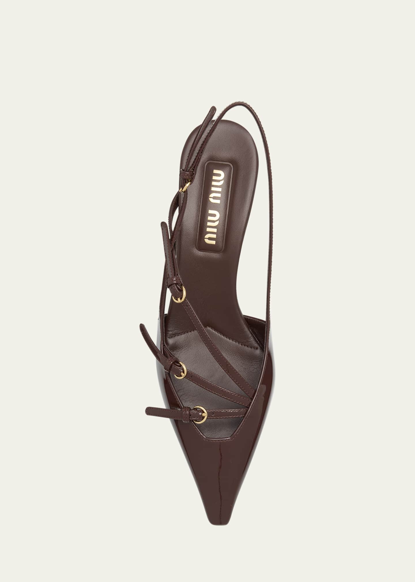Miu Miu Patent Buckle-Trio Slingback Pumps - Bergdorf Goodman