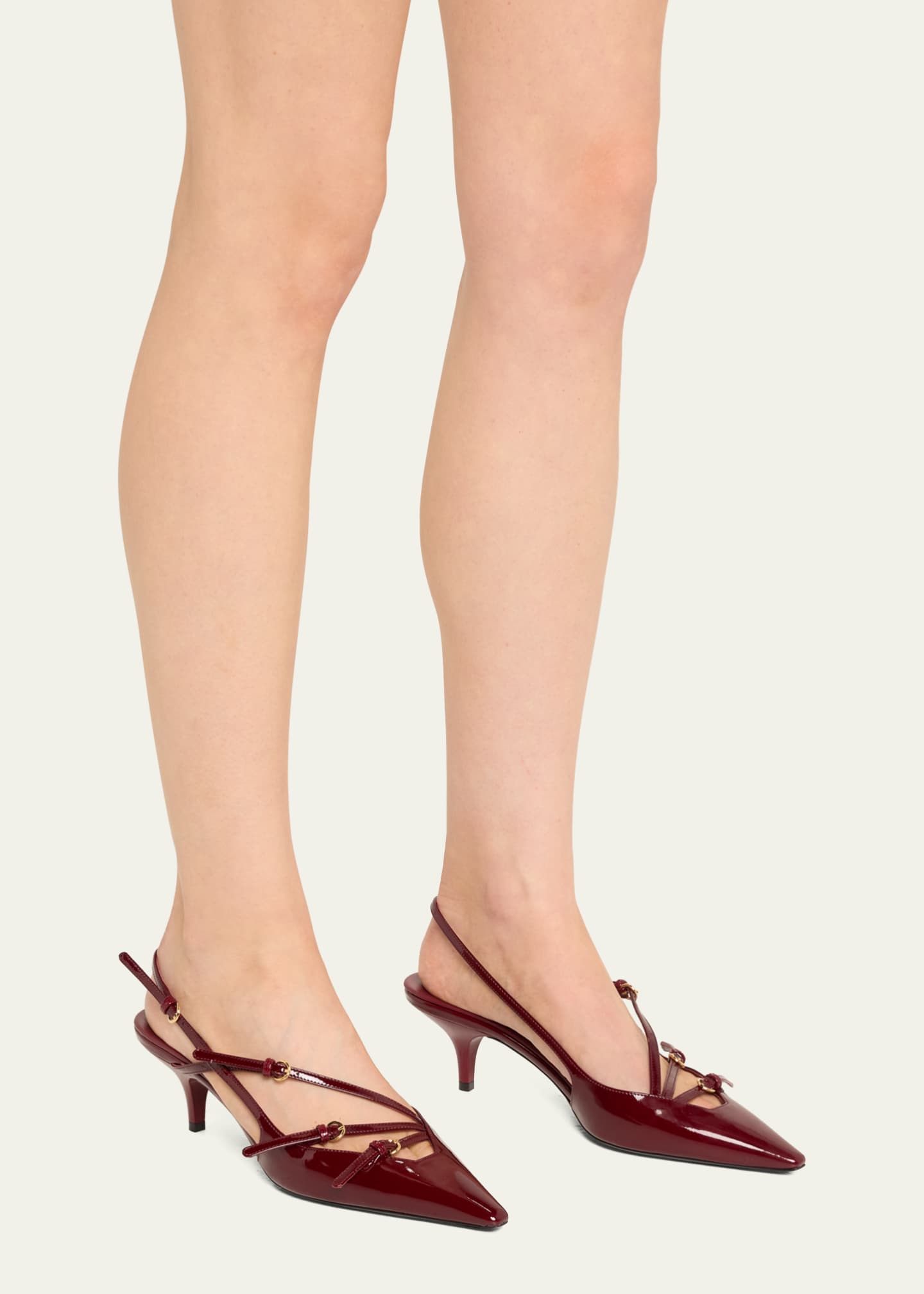 Miu Miu Patent Buckle-Trio Slingback Pumps - Bergdorf Goodman