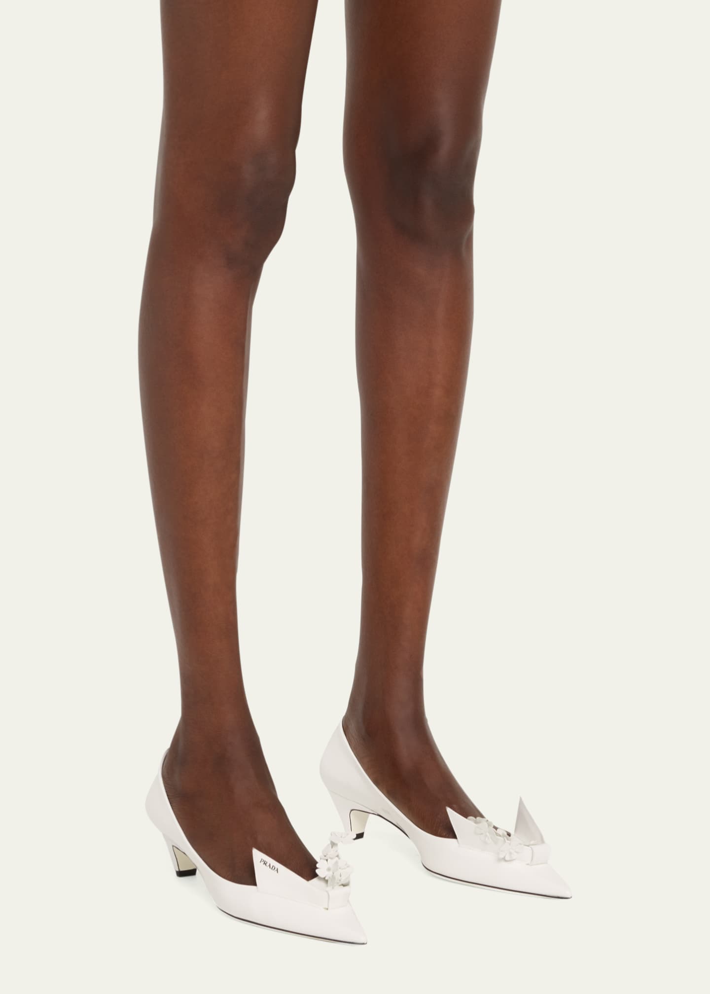 Prada Bouquet Leather Kitten Heel Pumps