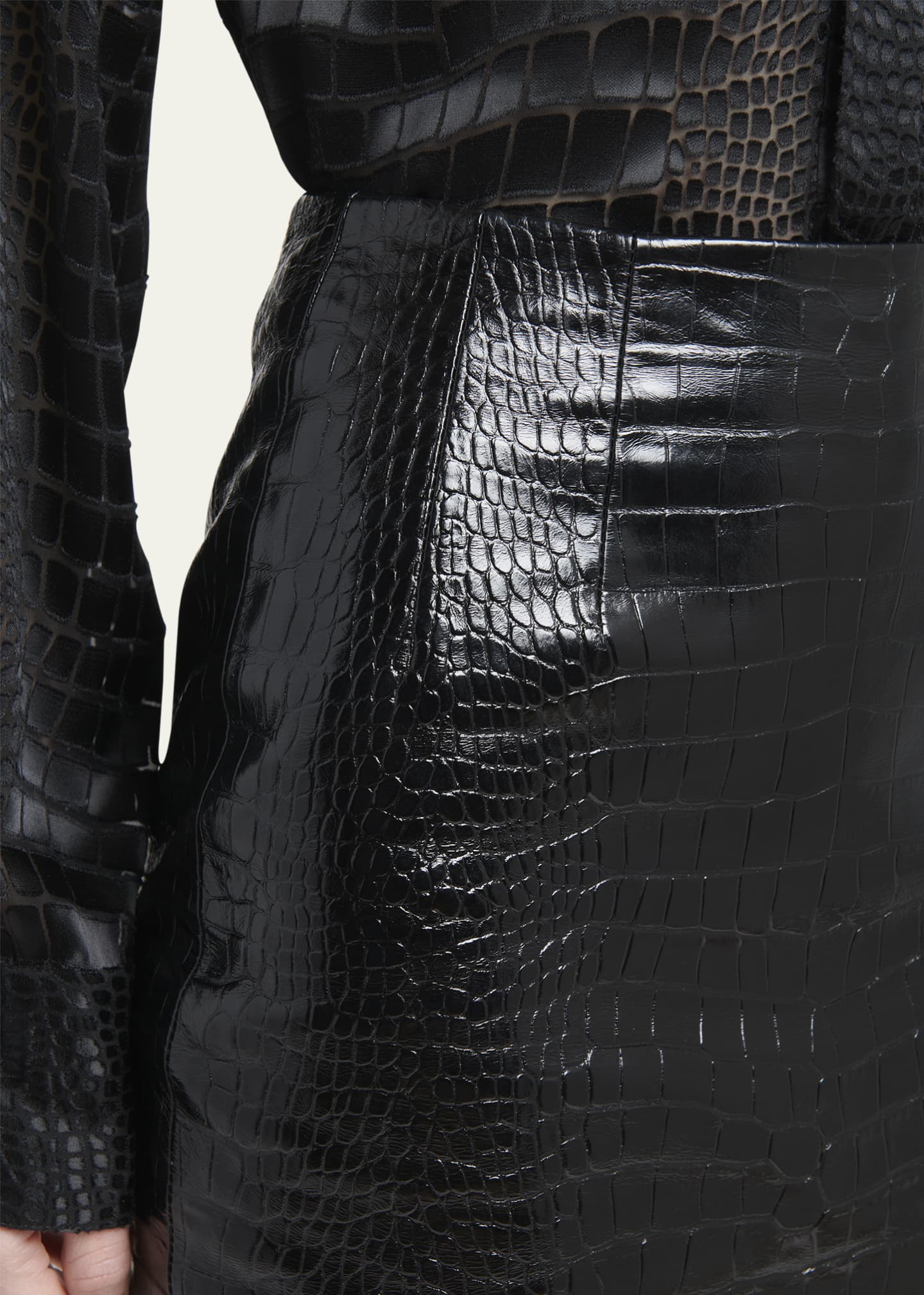 Versace Croc Embossed Patent Leather Pencil Skirt Bergdorf Goodman