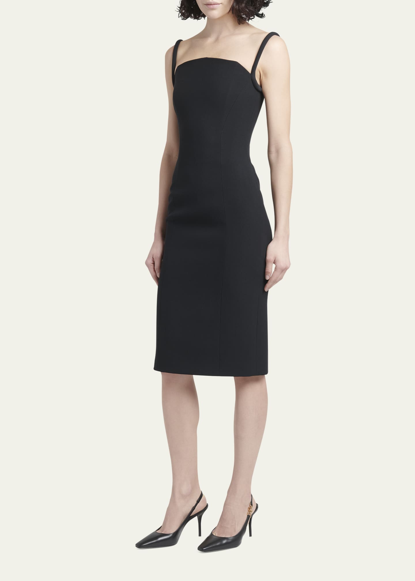 Versace Structured Sleeveless Enver Satin Midi Dress - Bergdorf Goodman