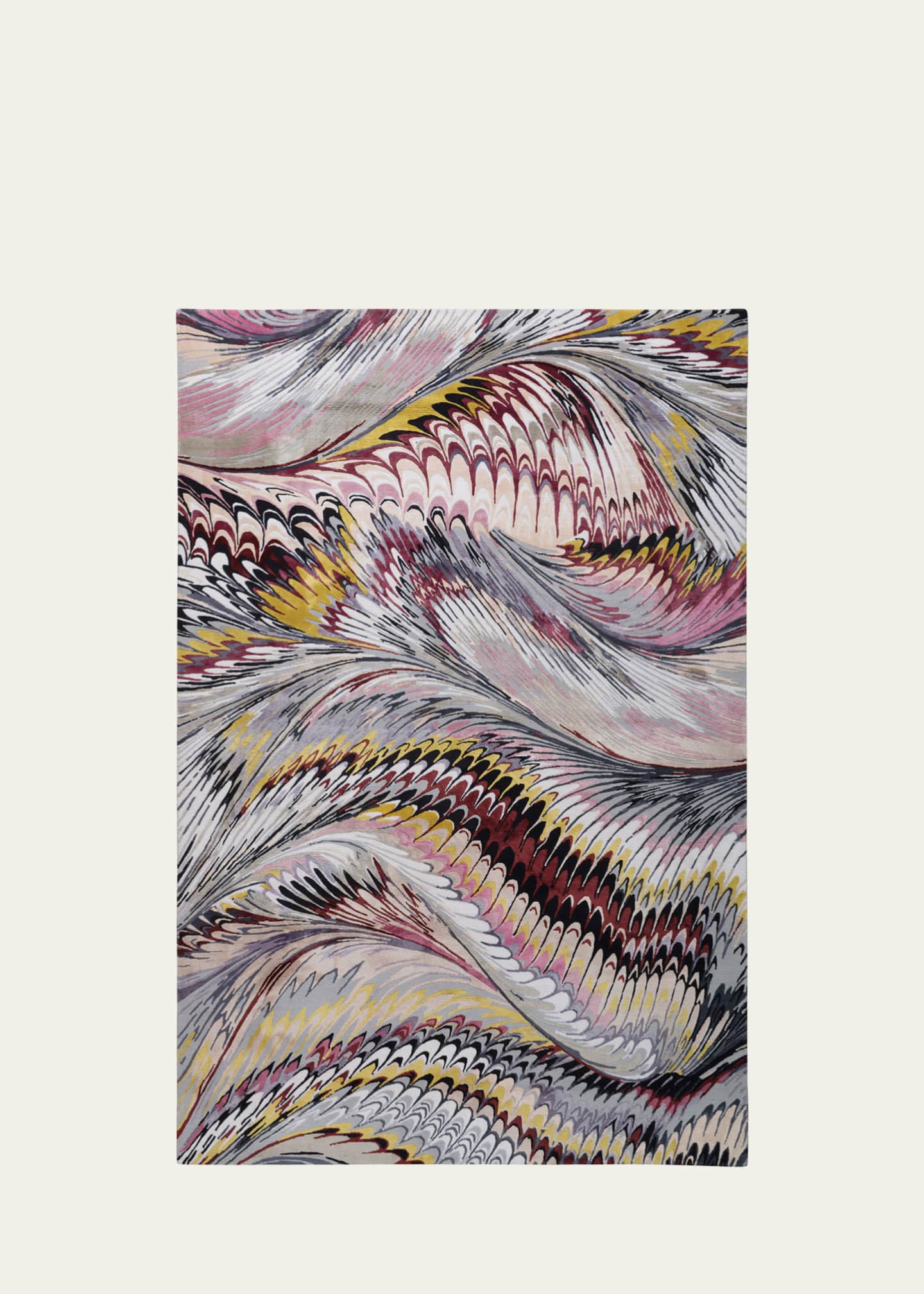 The Rug Company x Mary Katrantzou Feather Marble Maroon Hand-Knotted Rug, 9' x 12'