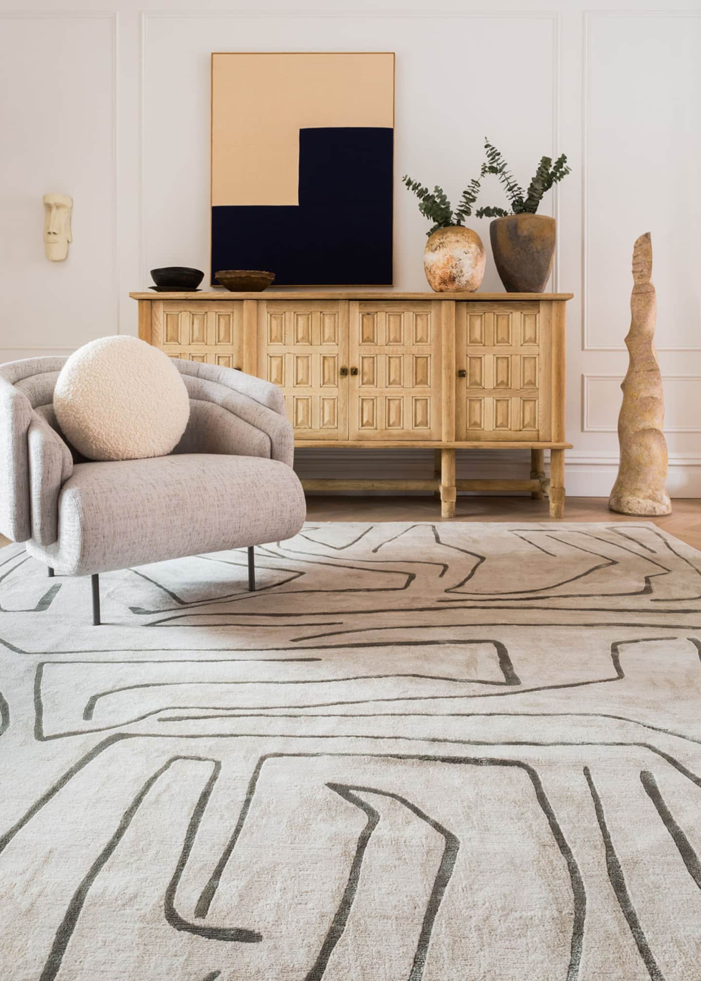 The Rug Company x Kelly Wearstler Tableau Pewter Hand-Knotted Rug, 6' x 9' Image 2 of 4