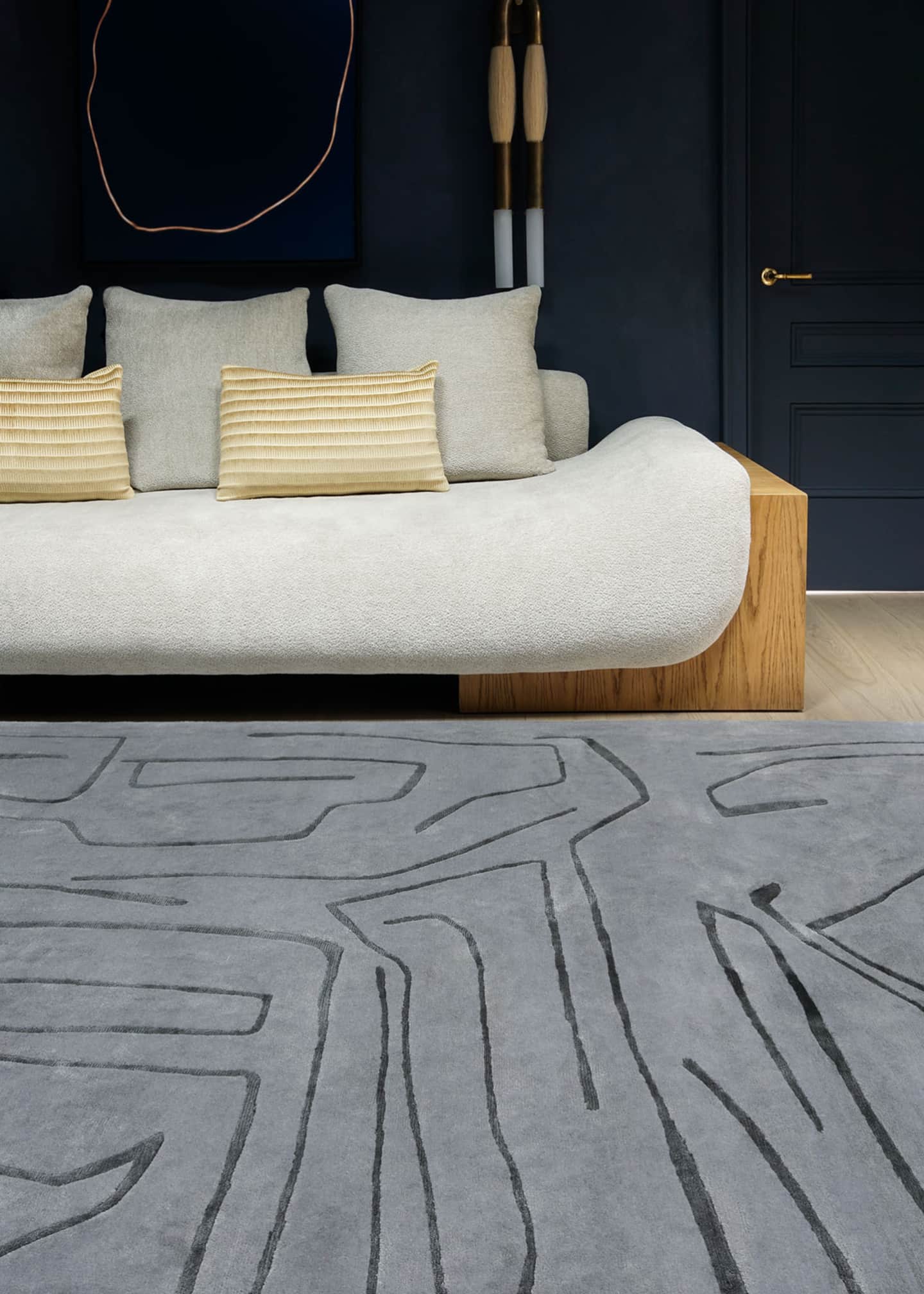 The Rug Company x Kelly Wearstler Tableau Blue Smoke Hand-Knotted Rug, 9' x 12' Image 2 of 4