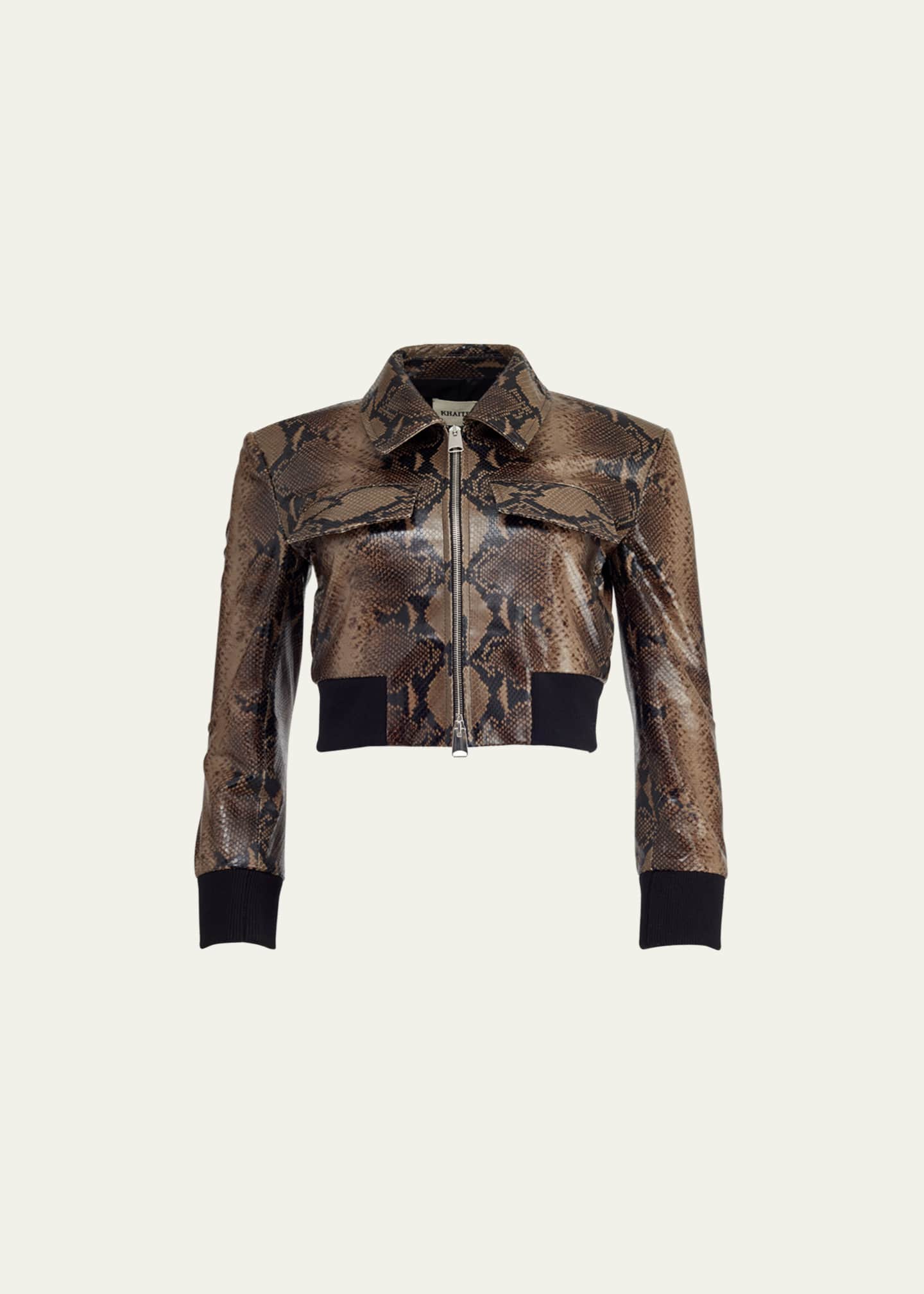 KHAITE The Hector Jacket in Brown Python-Embossed Leather - ShopStyle
