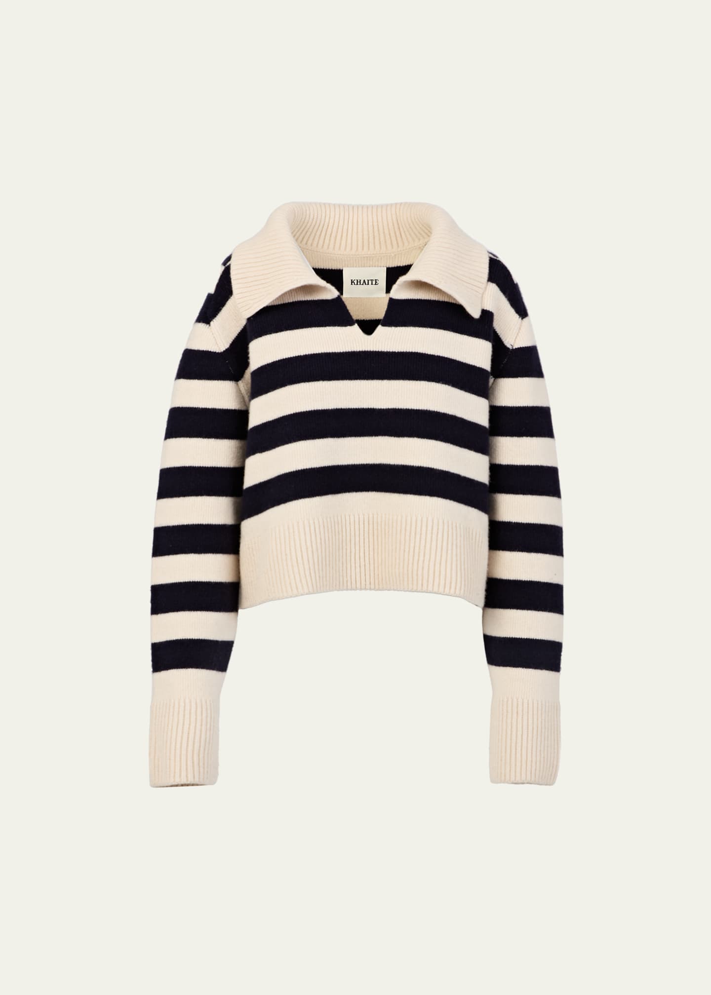 Oversized, wool and cashmere sweater with black and white stripes