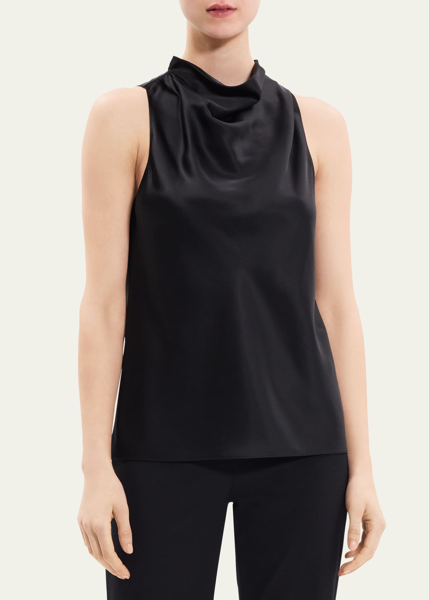 Theory Satin High Cowl-Neck Top - Bergdorf Goodman