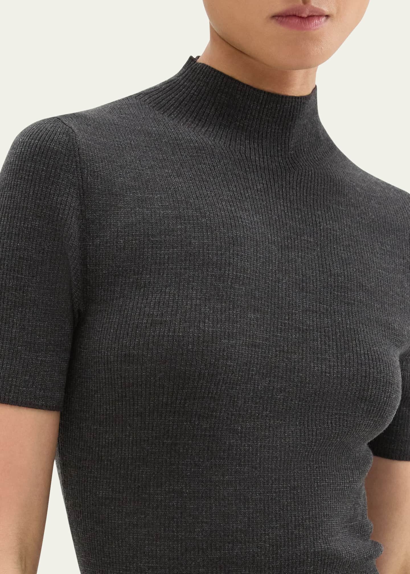 Theory Leenda Mock Neck Ribbed Regal Wool Sweater Bergdorf Goodman