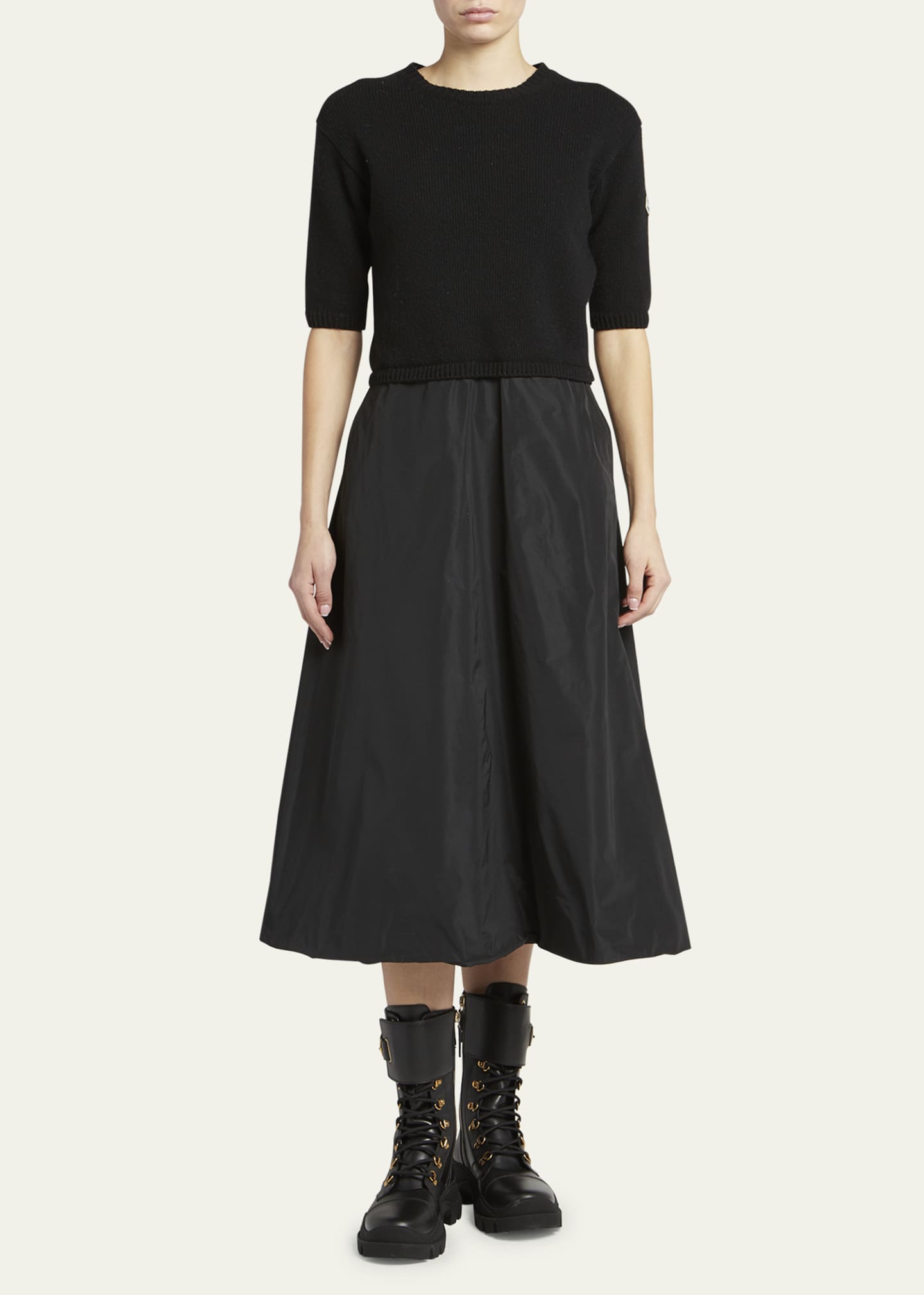 Moncler Mixed Media Midi Dress Bergdorf Goodman