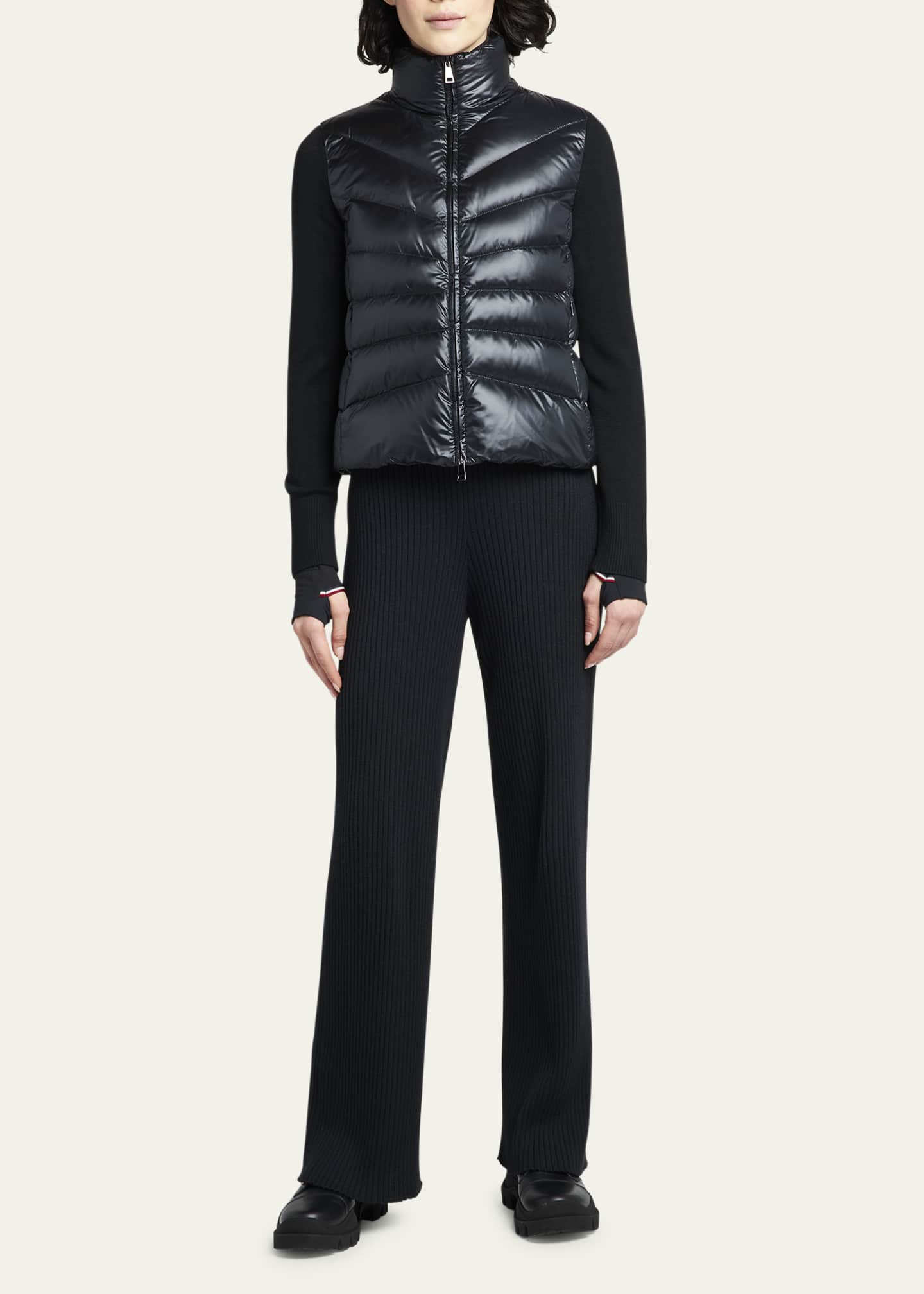 Quilted down & wool short cardigan discount