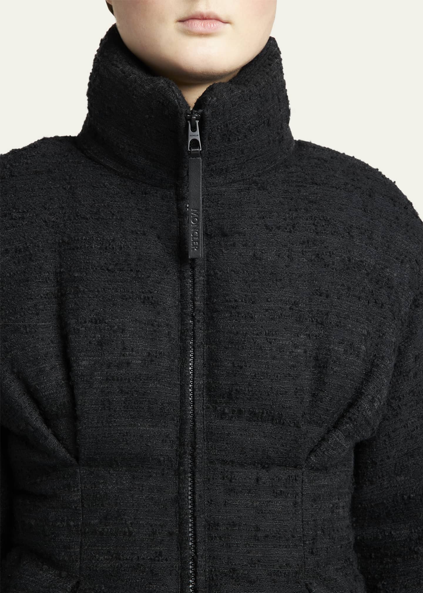 Tweed puffer jacket on sale