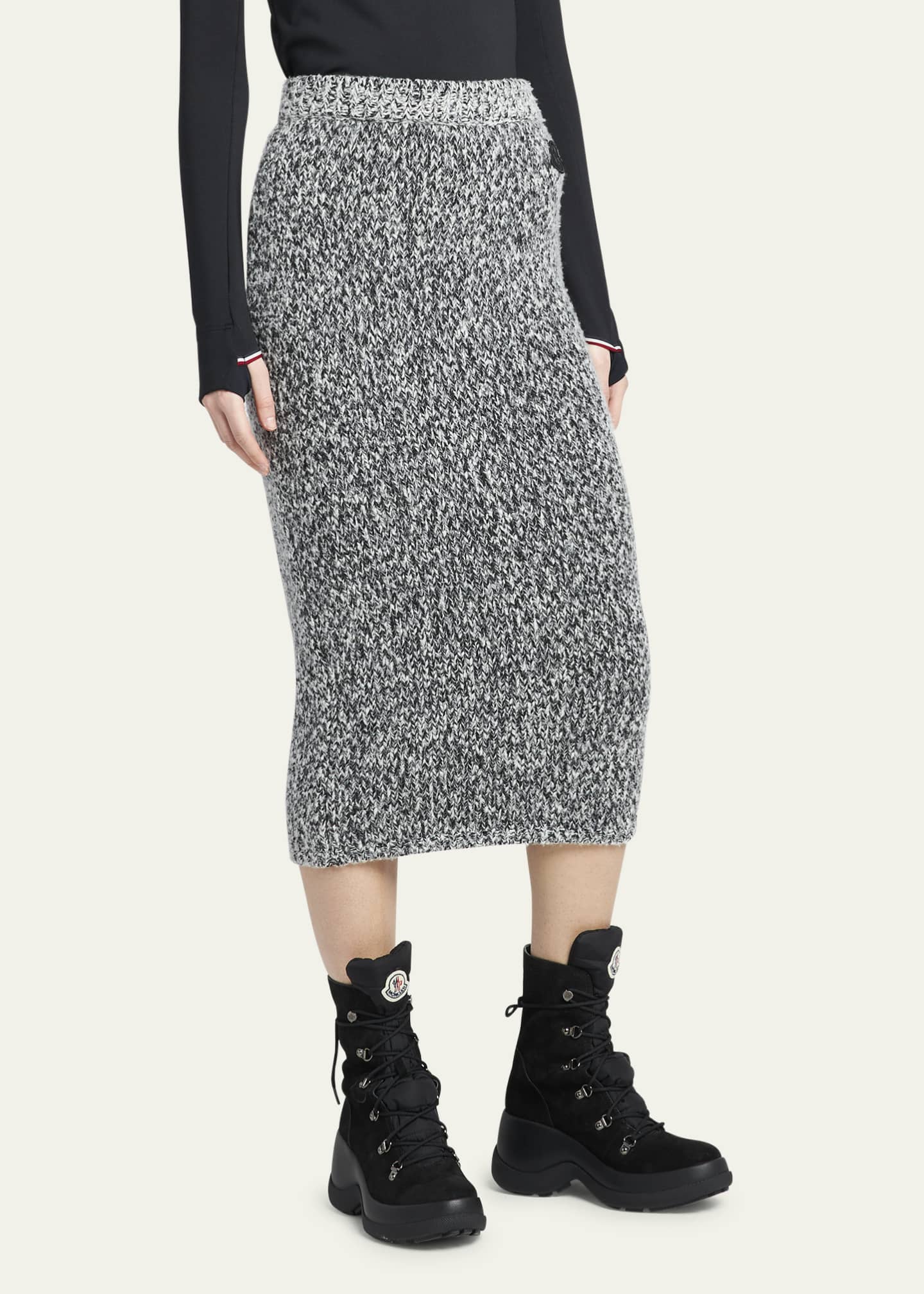 Moncler Wool Knitwear Midi Skirt with Back Zip - Bergdorf Goodman