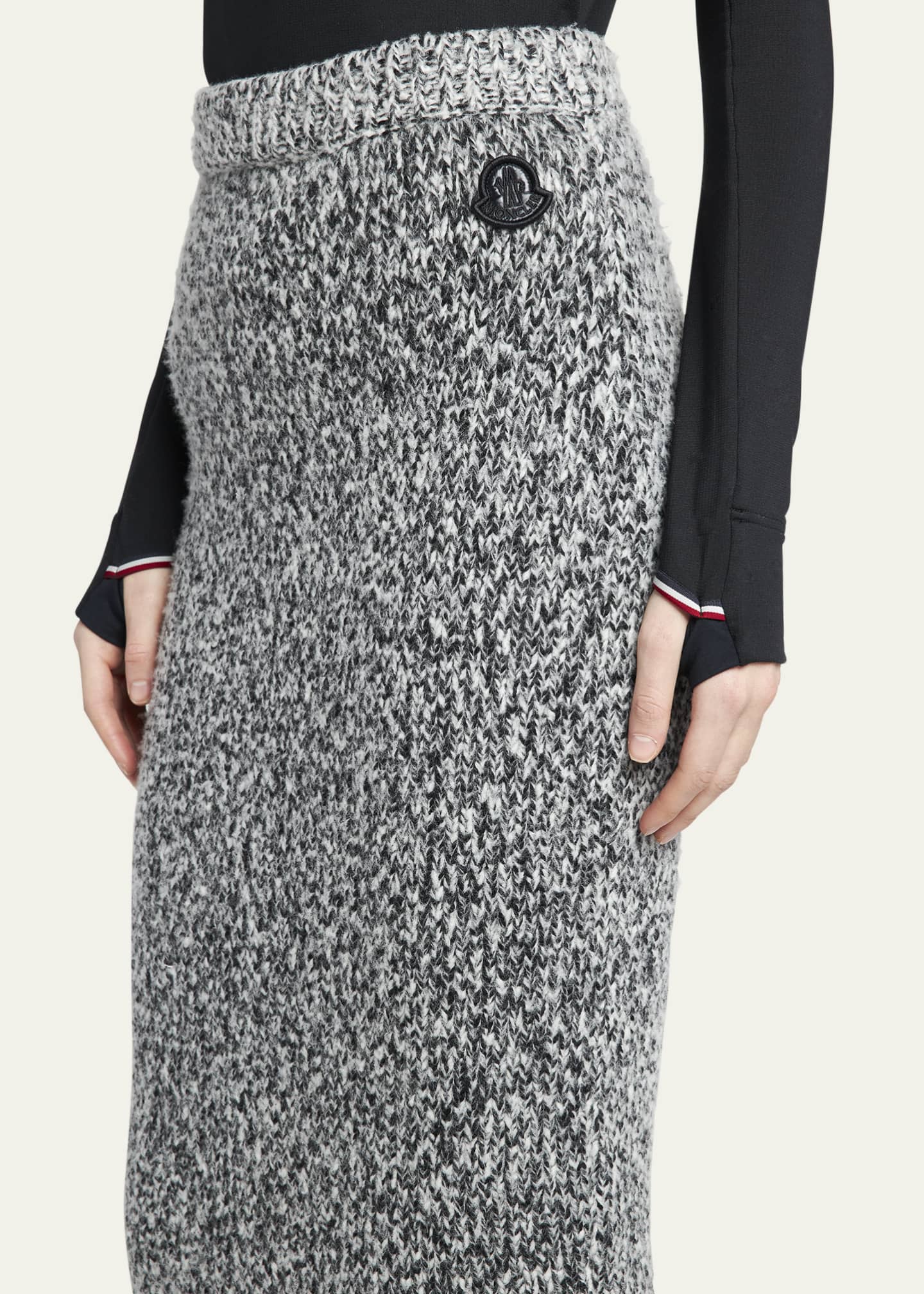 Moncler Wool Knitwear Midi Skirt with Back Zip Bergdorf Goodman
