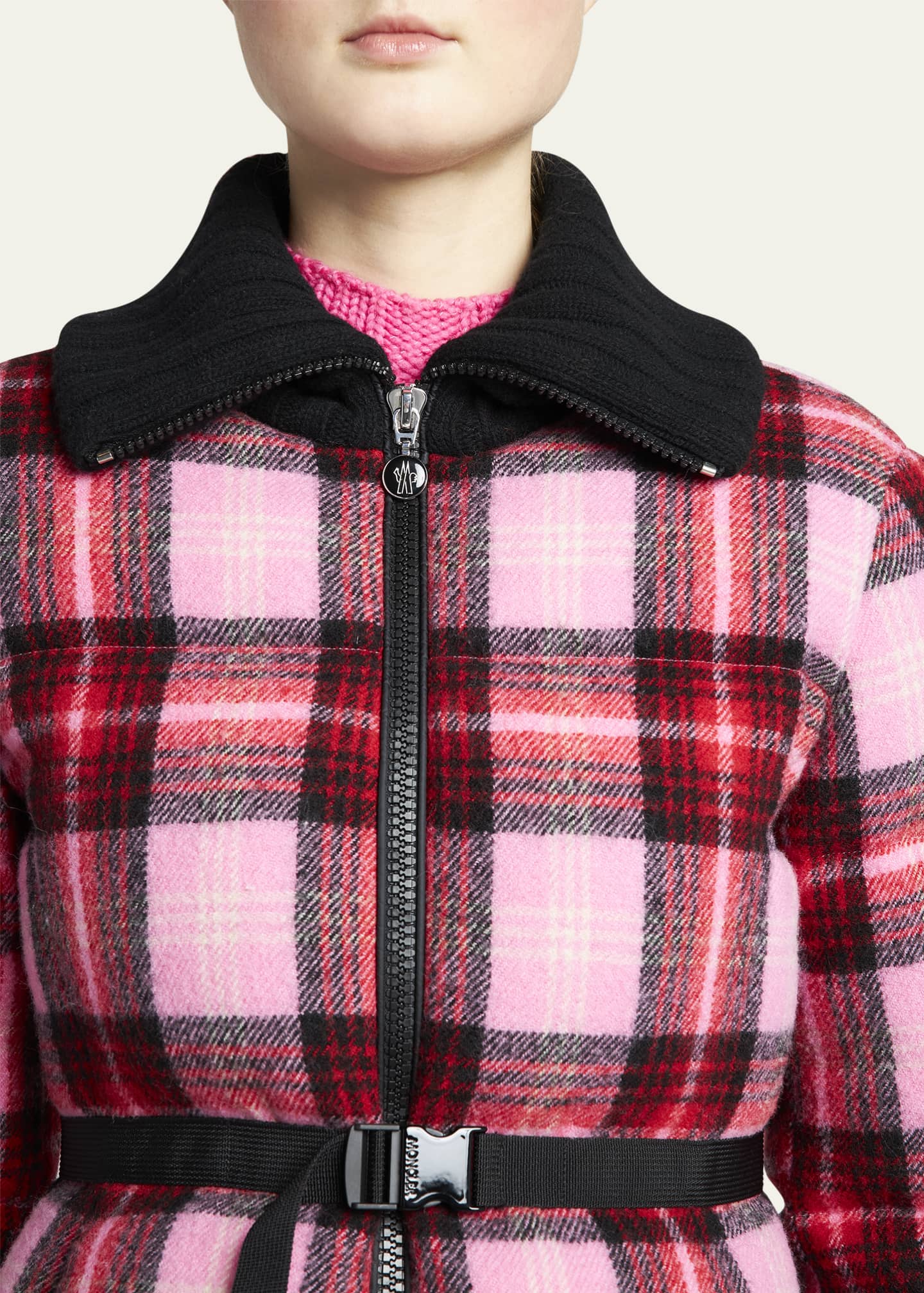Moncler checked jacket outlet
