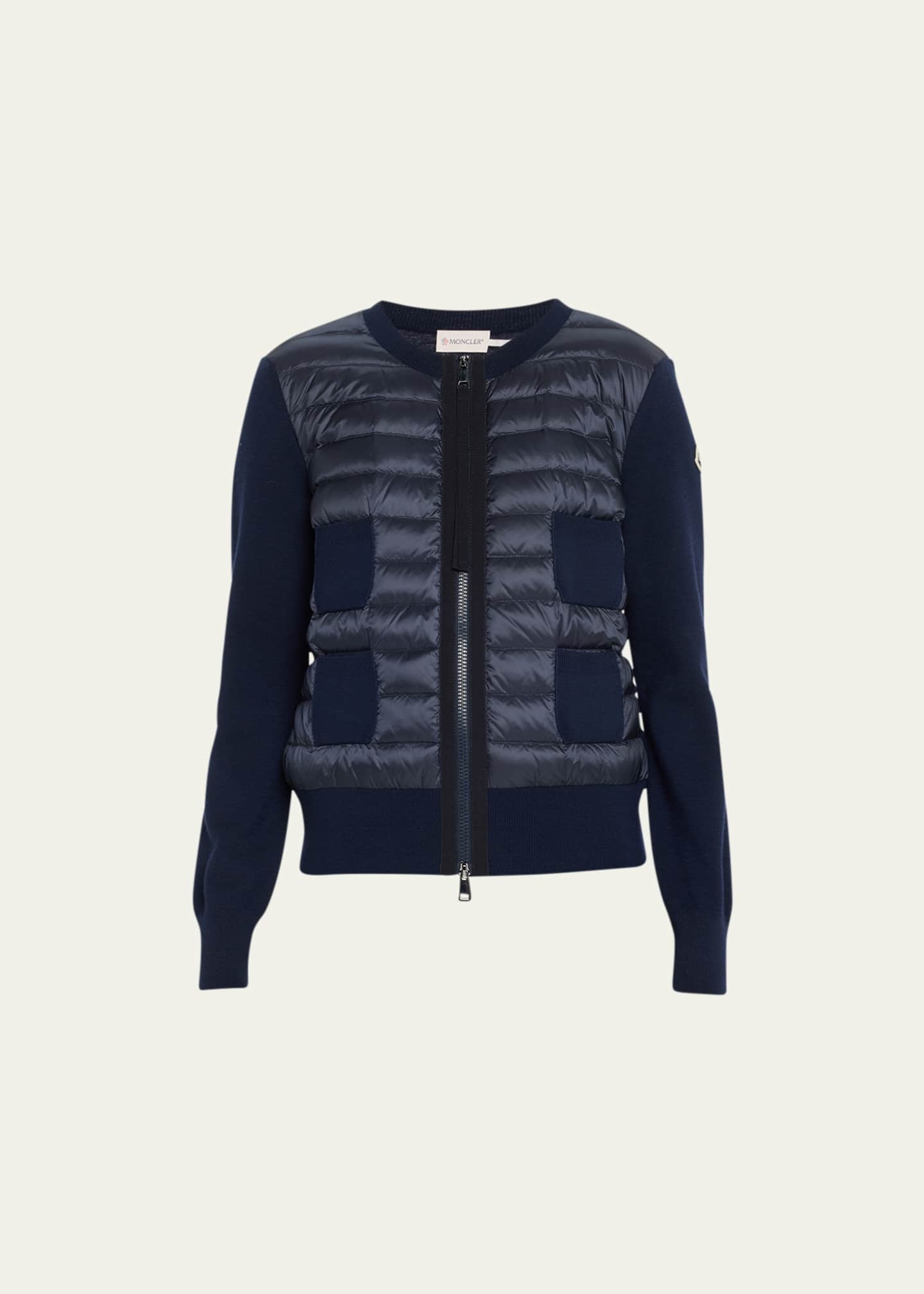 Moncler wool and puffer cardigan store