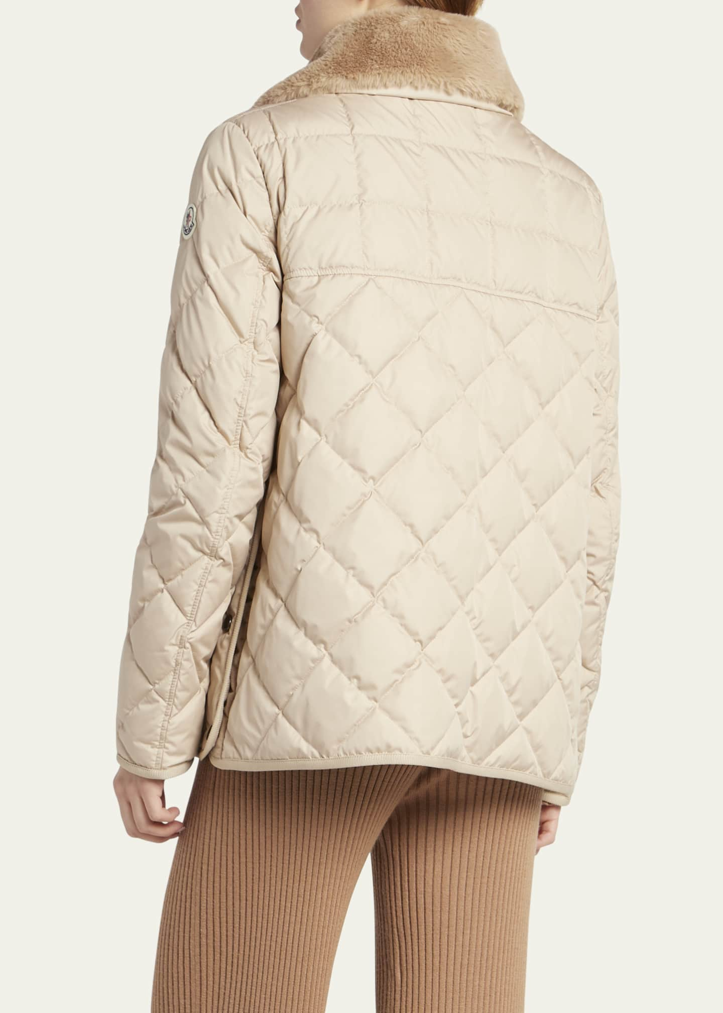 Moncler Cygne Quilted Jacket with Faux Fur Trim - Bergdorf Goodman