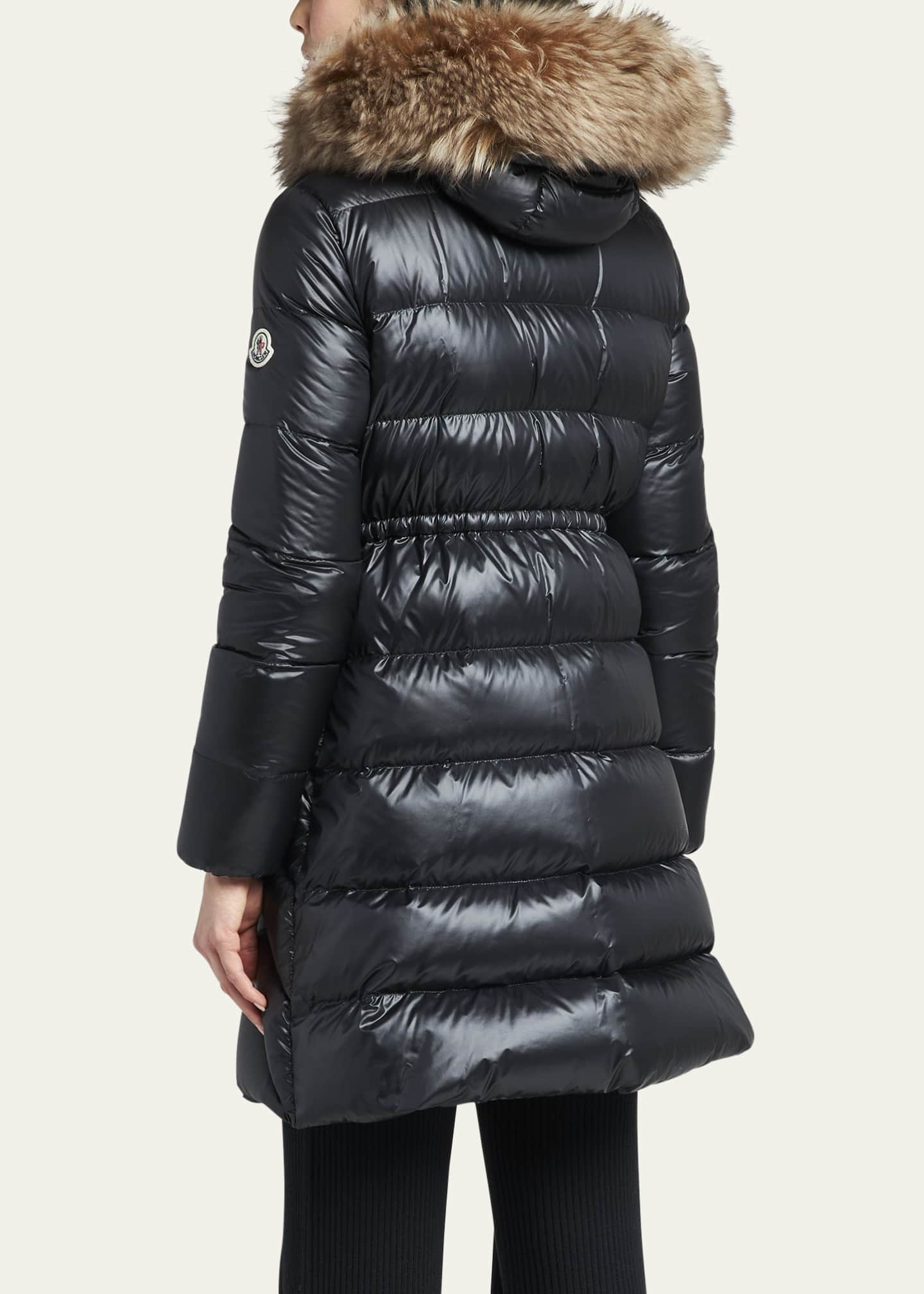 Moncler Chandre Long Puffer Coat with Removable Shearling Trim ...