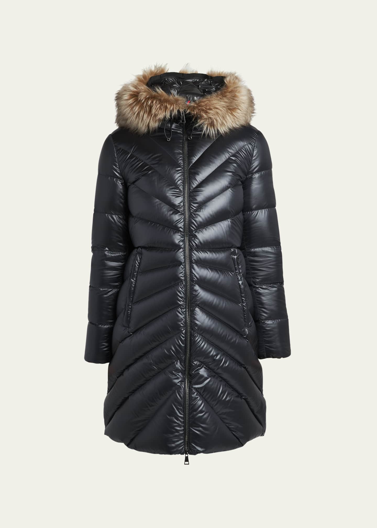 Moncler Chandre Long Puffer Coat with Removable Shearling Trim ...