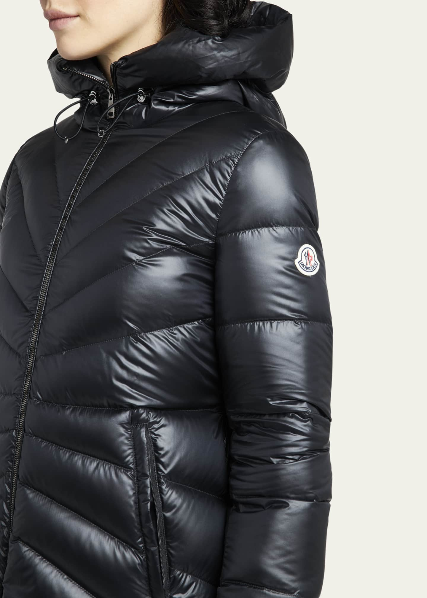 Moncler Chandre Long Puffer Coat with Removable Shearling Trim ...