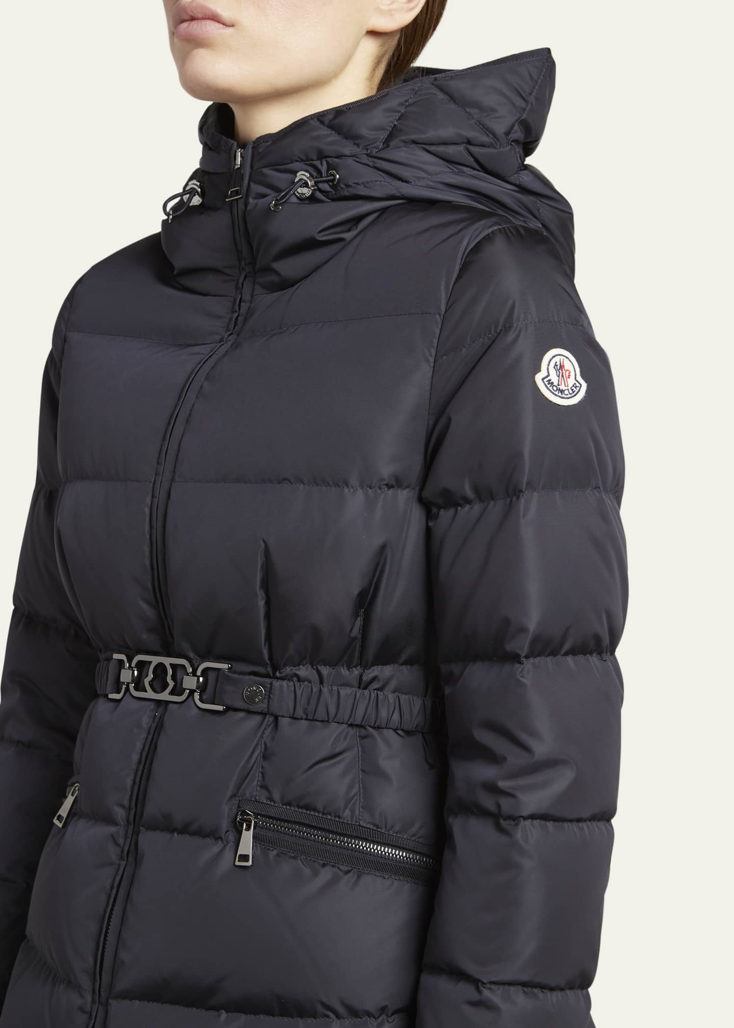 Moncler Avoce Hooded Puffer Jacket with Elastic Belt - Bergdorf Goodman