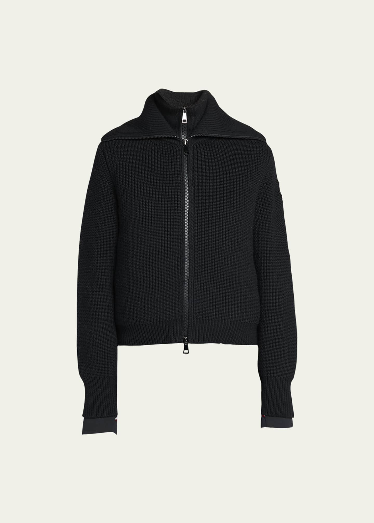 Moncler Wool Blend Zip-Up Cardigan - Bergdorf Goodman