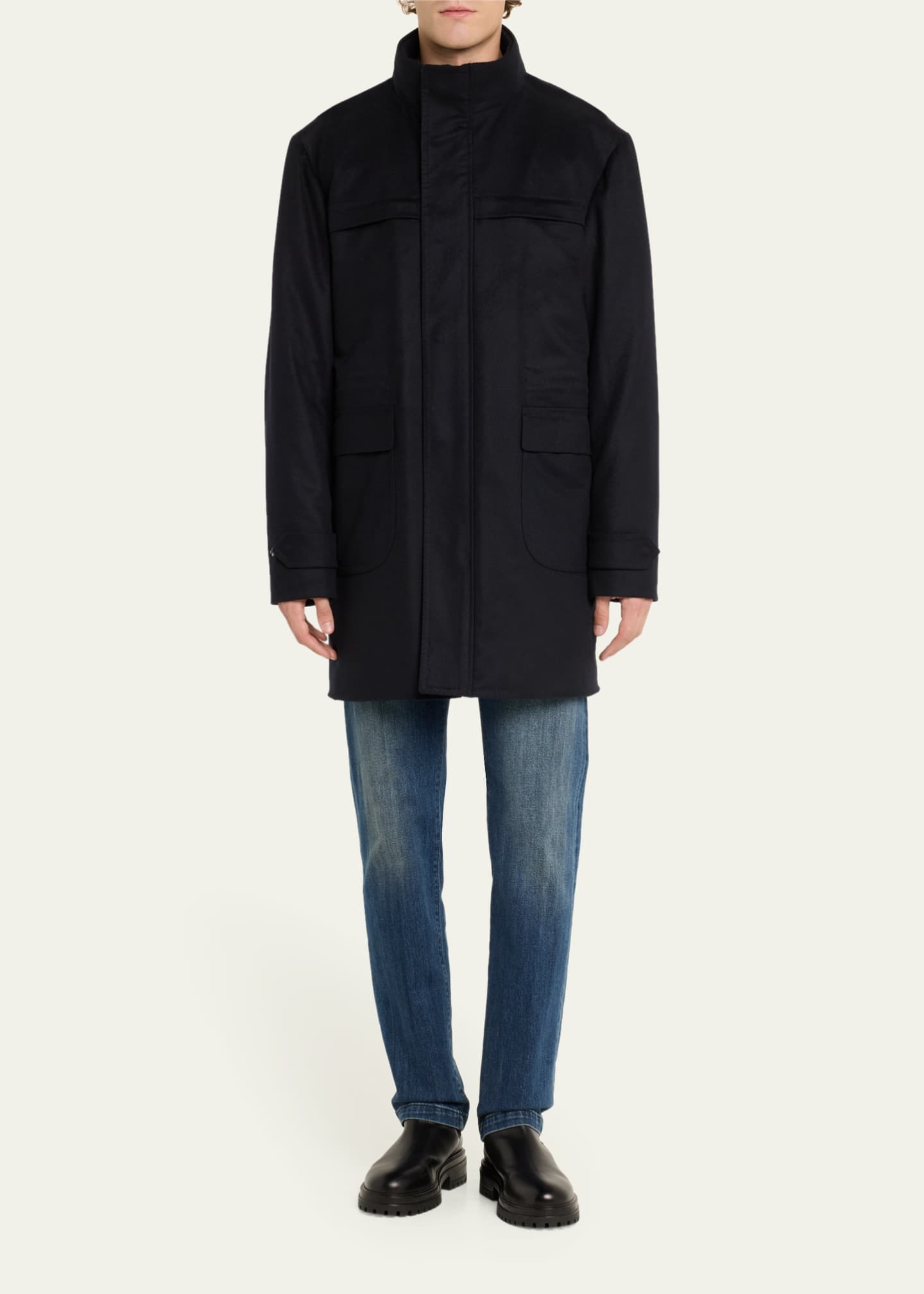 Cesare Attolini Men's Cotton Down Overcoat Image 2 of 5
