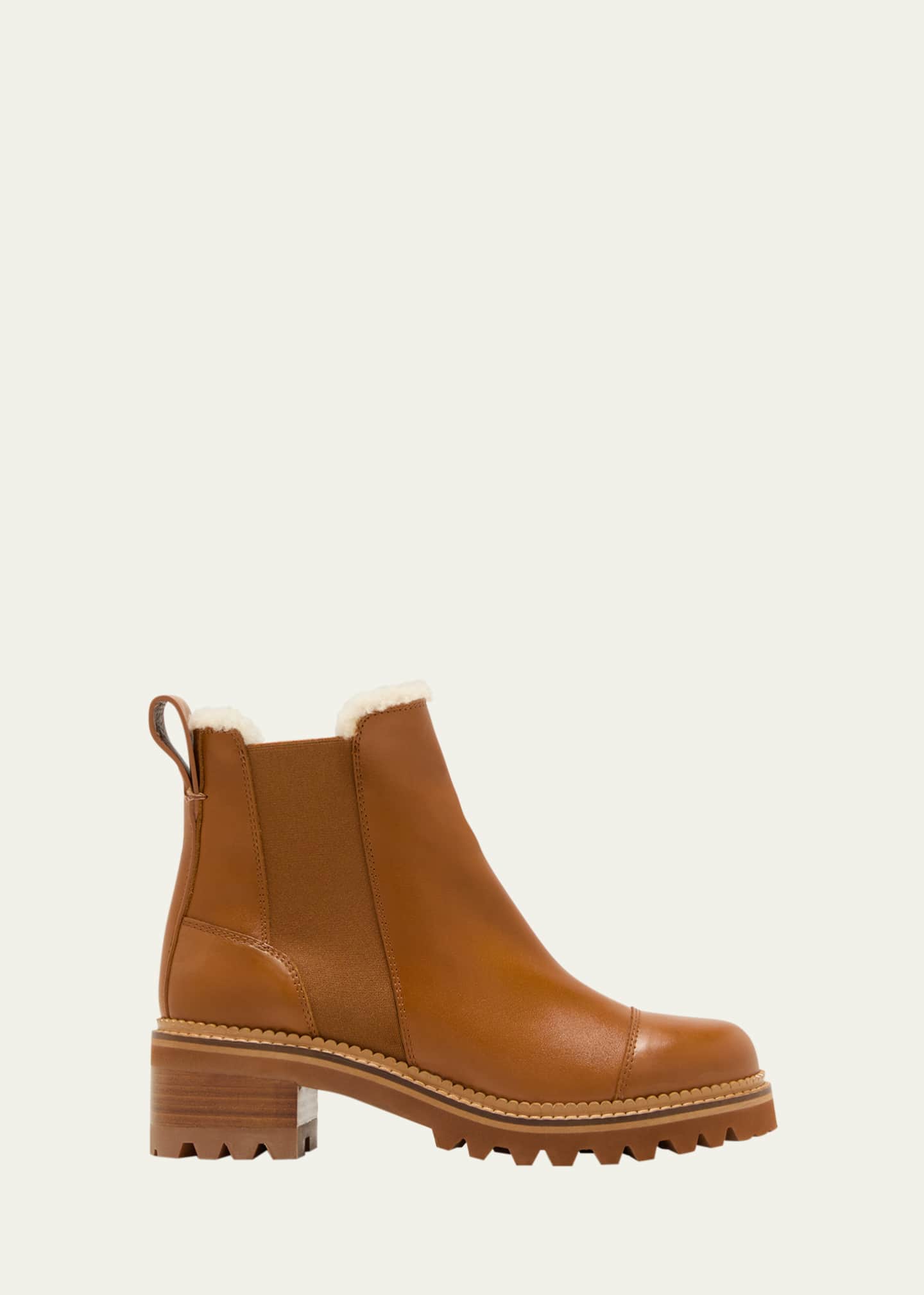 See by Chloe Mallory Leather Shearling Chelsea Booties