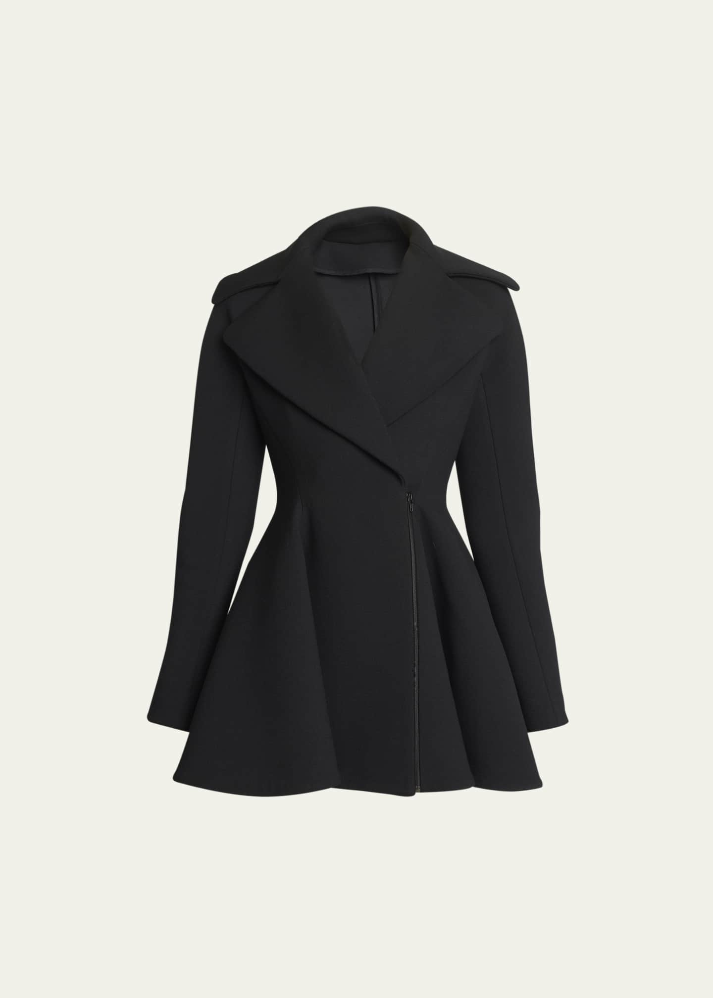 Black Wool Princess Coat, Double-breasted Wool Coat, Long Wool