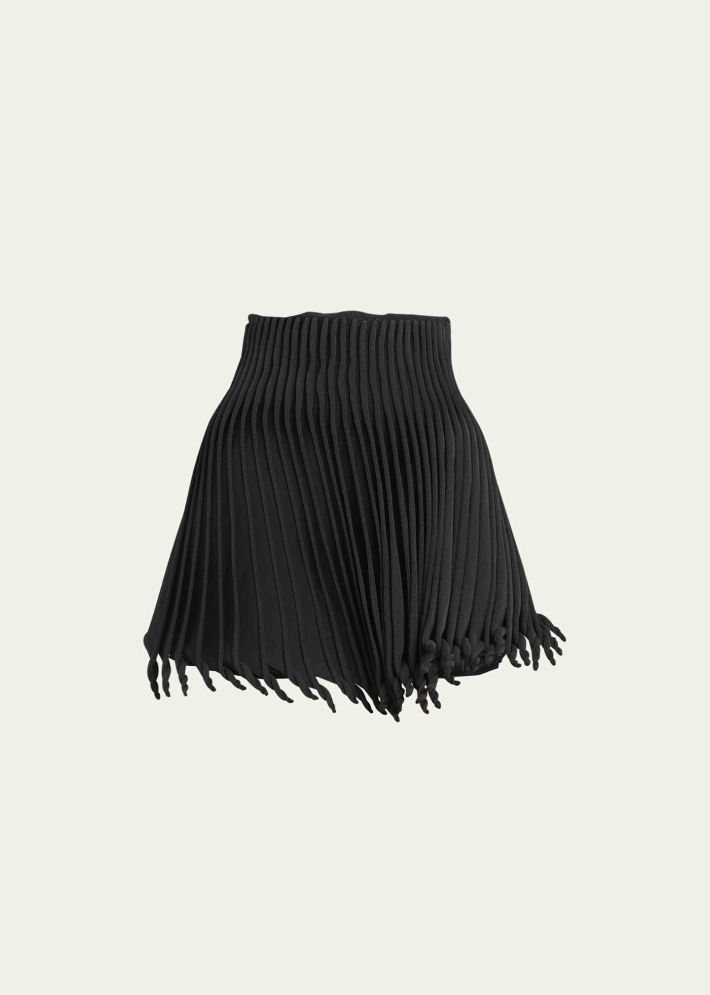 Black pu d-ring on sale frill pleated mini skirt