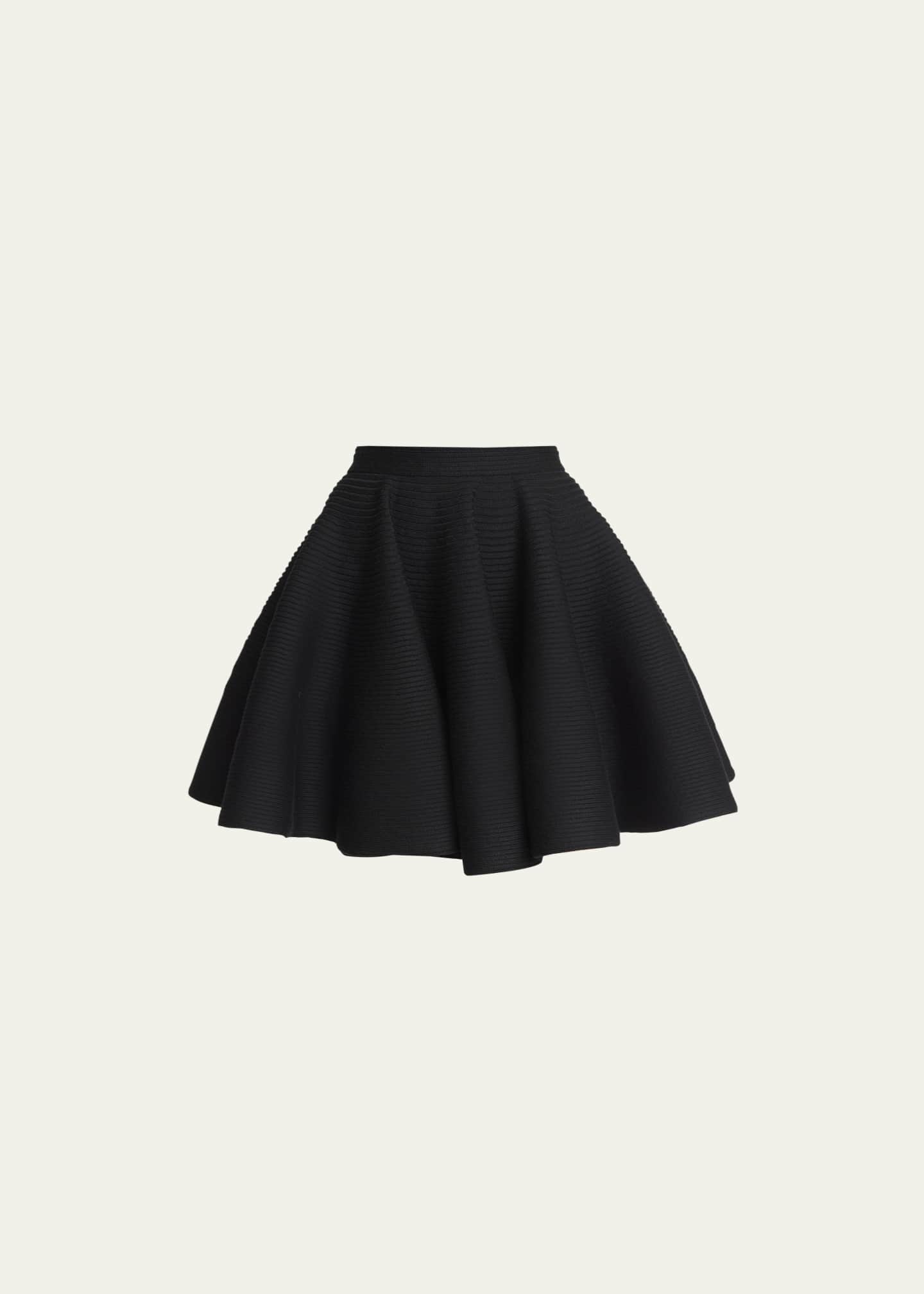 Black Flare Mini Skirt Knit