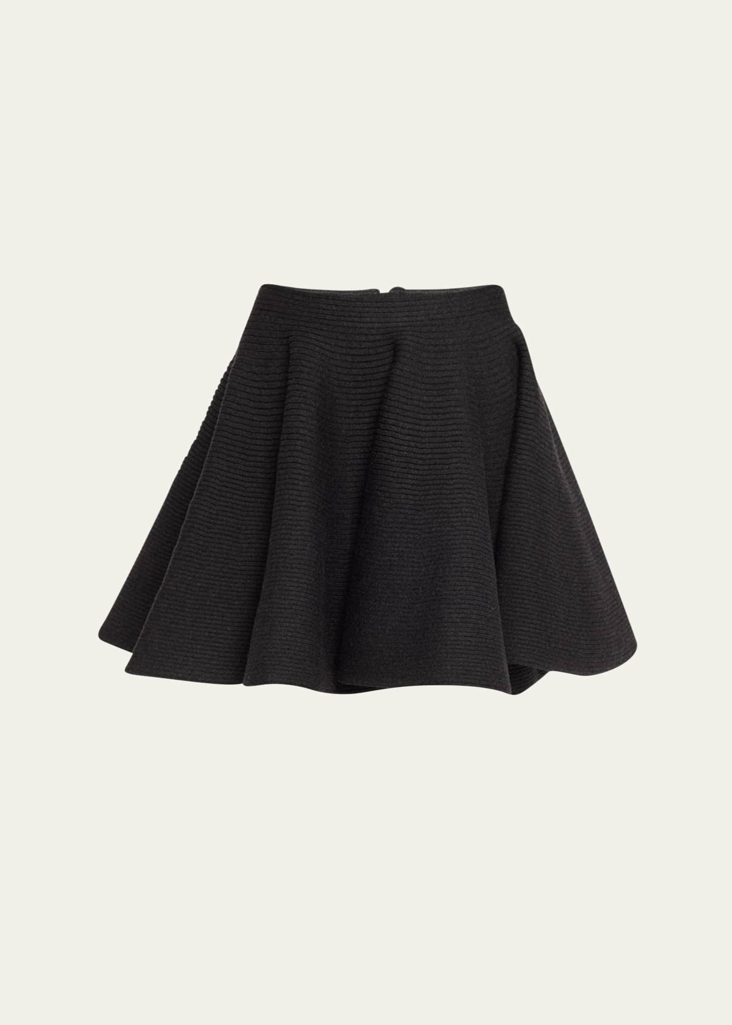 ALAIA Ribbed Wool Fit-Flare Mini Skirt - Bergdorf Goodman