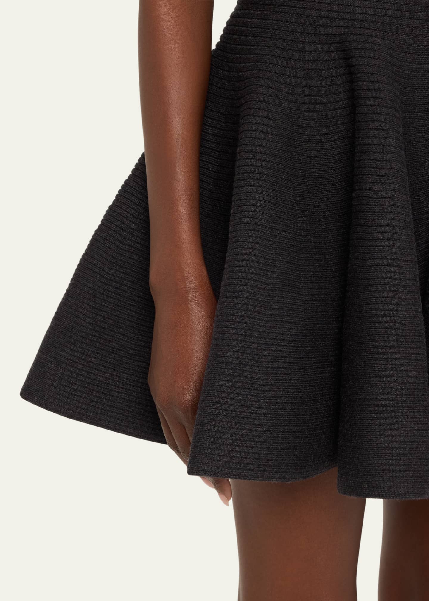 Ribbed Wool Fit-Flare Mini Skirt