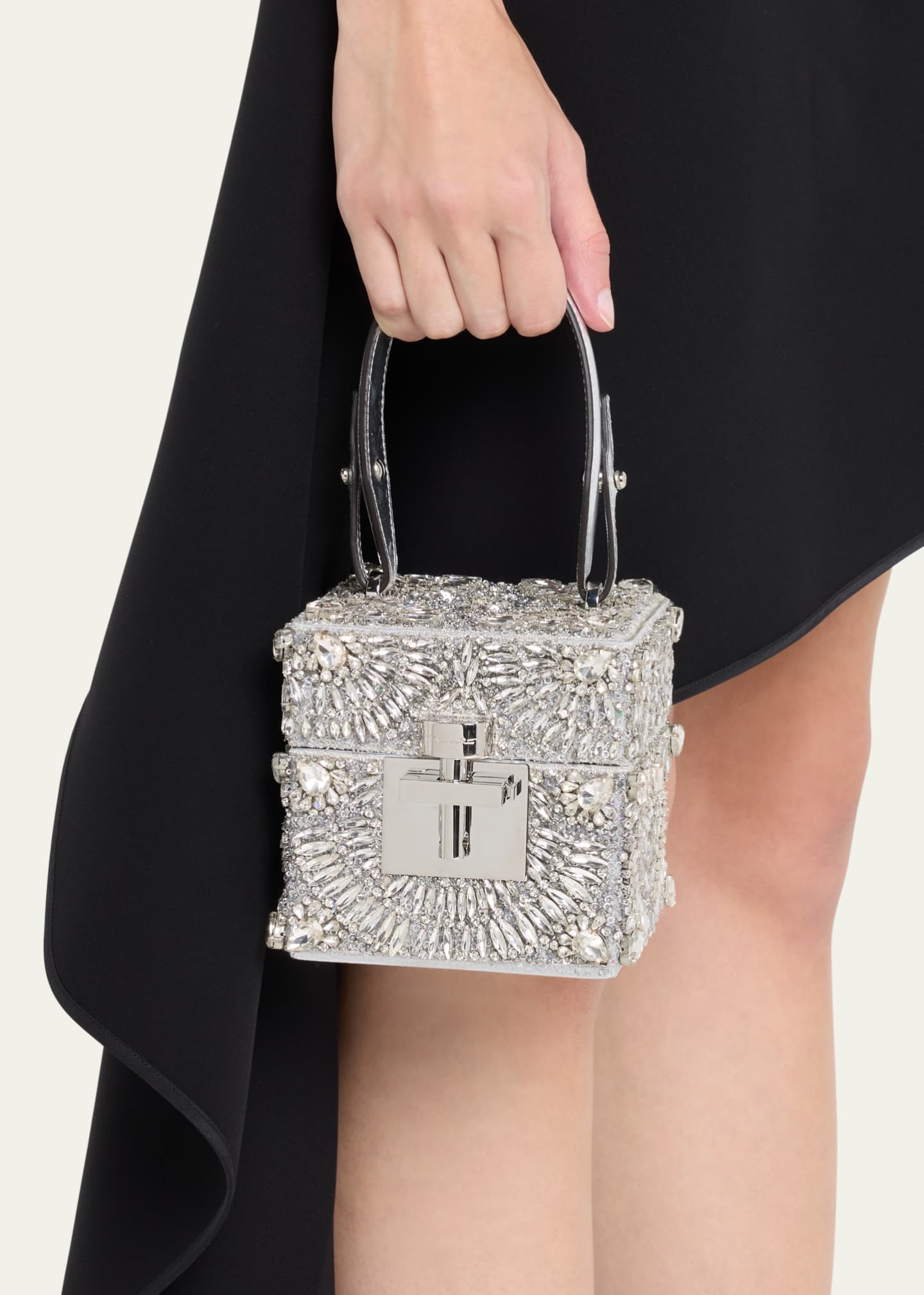 Oscar de la Renta Alibi Cube Crystal Top-Handle Bag