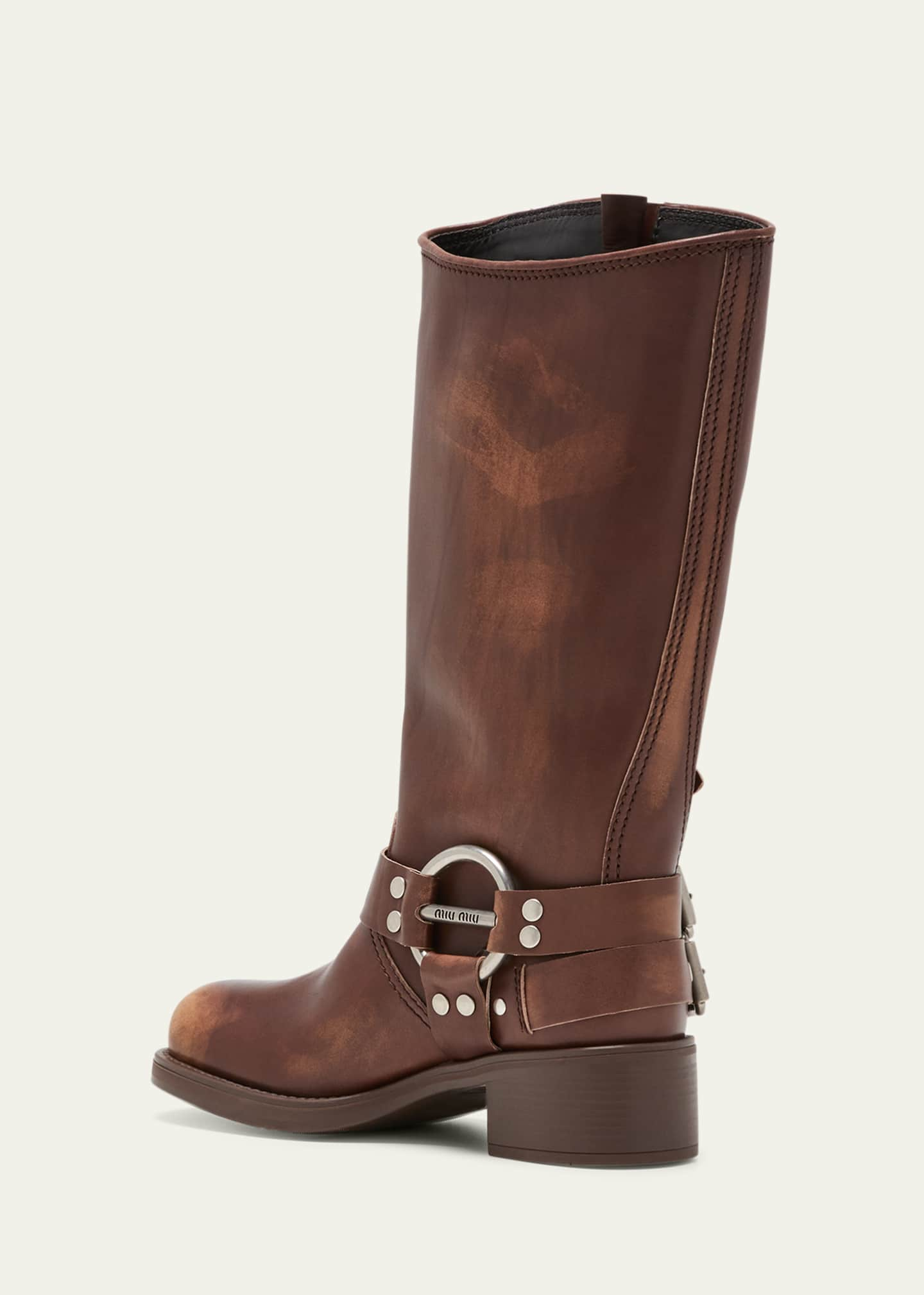 Tegne forsikring baseball Hus Miu Miu Leather Harness Buckle Biker Boots - Bergdorf Goodman