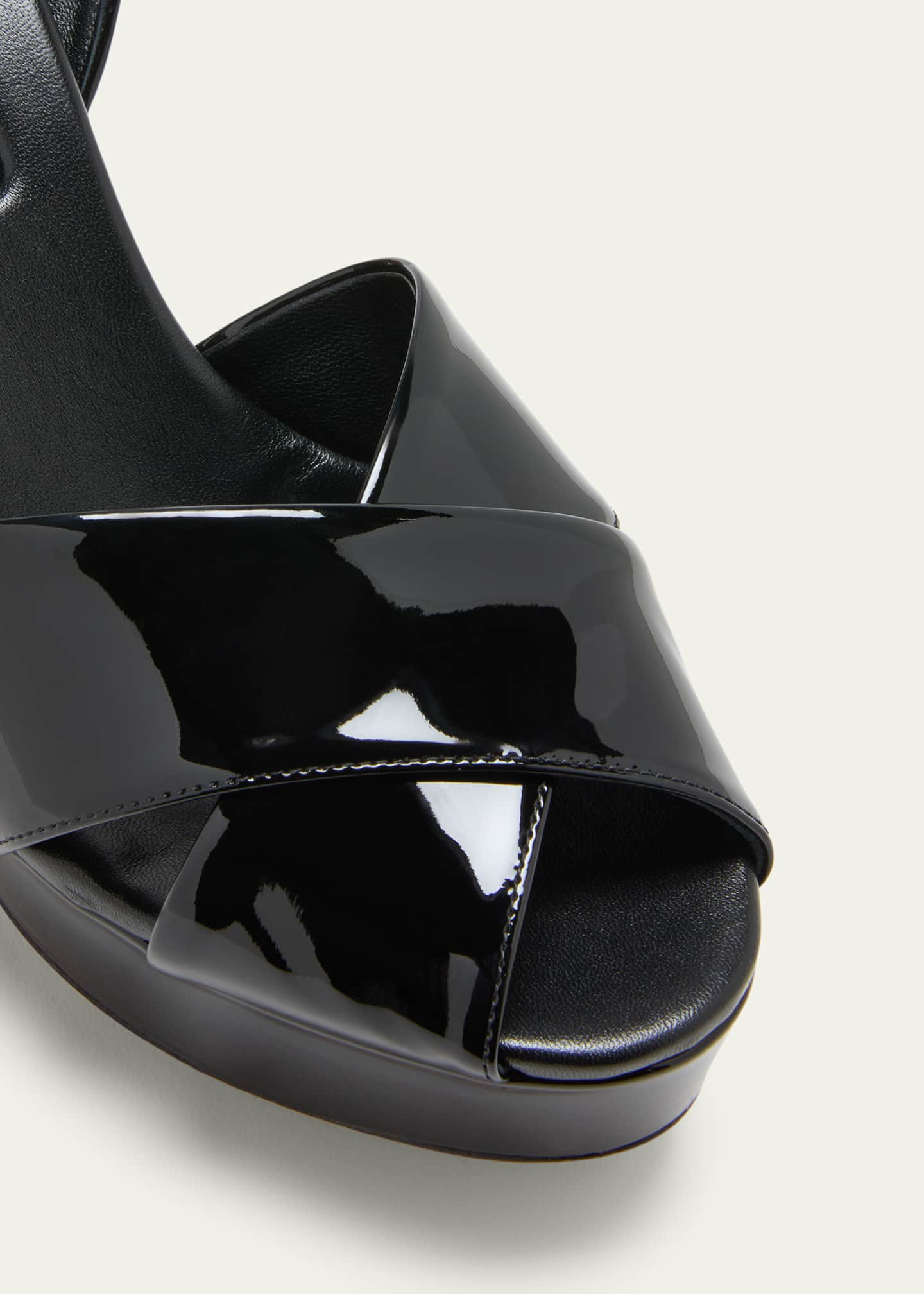 Miu Miu Patent Crisscross Block-Heel Platform Sandals - Bergdorf Goodman