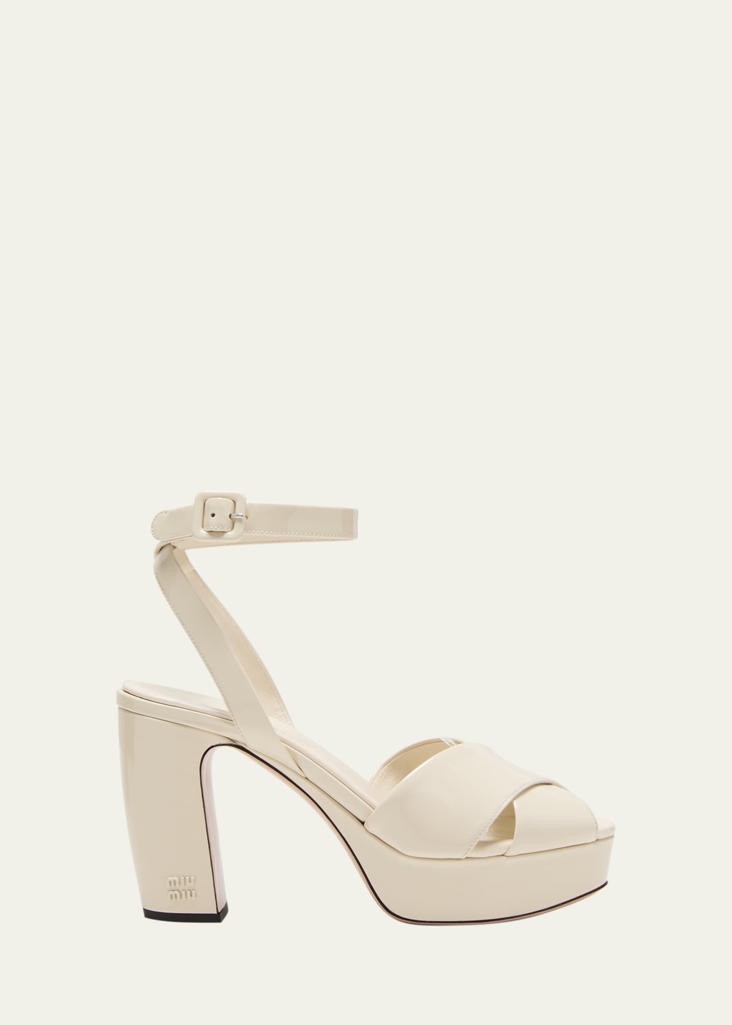 Miu Miu Patent Crisscross Block-Heel Platform Sandals - Bergdorf Goodman