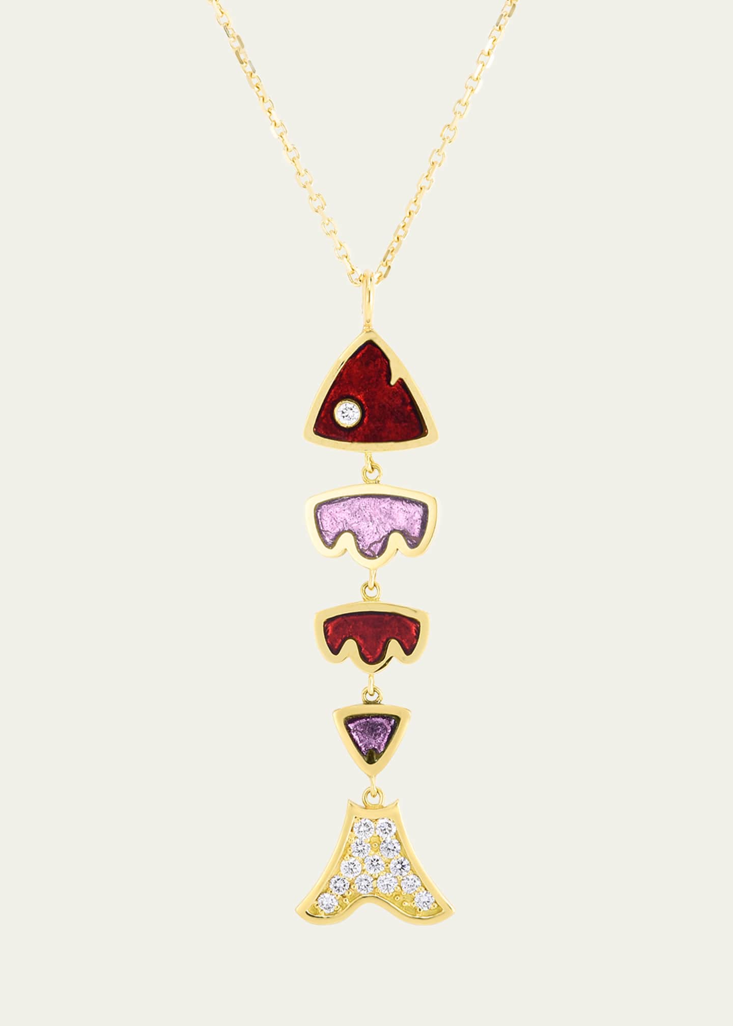 Audrey C. Jewels Fragmented Fish Enamel and Diamond Pendant Necklace