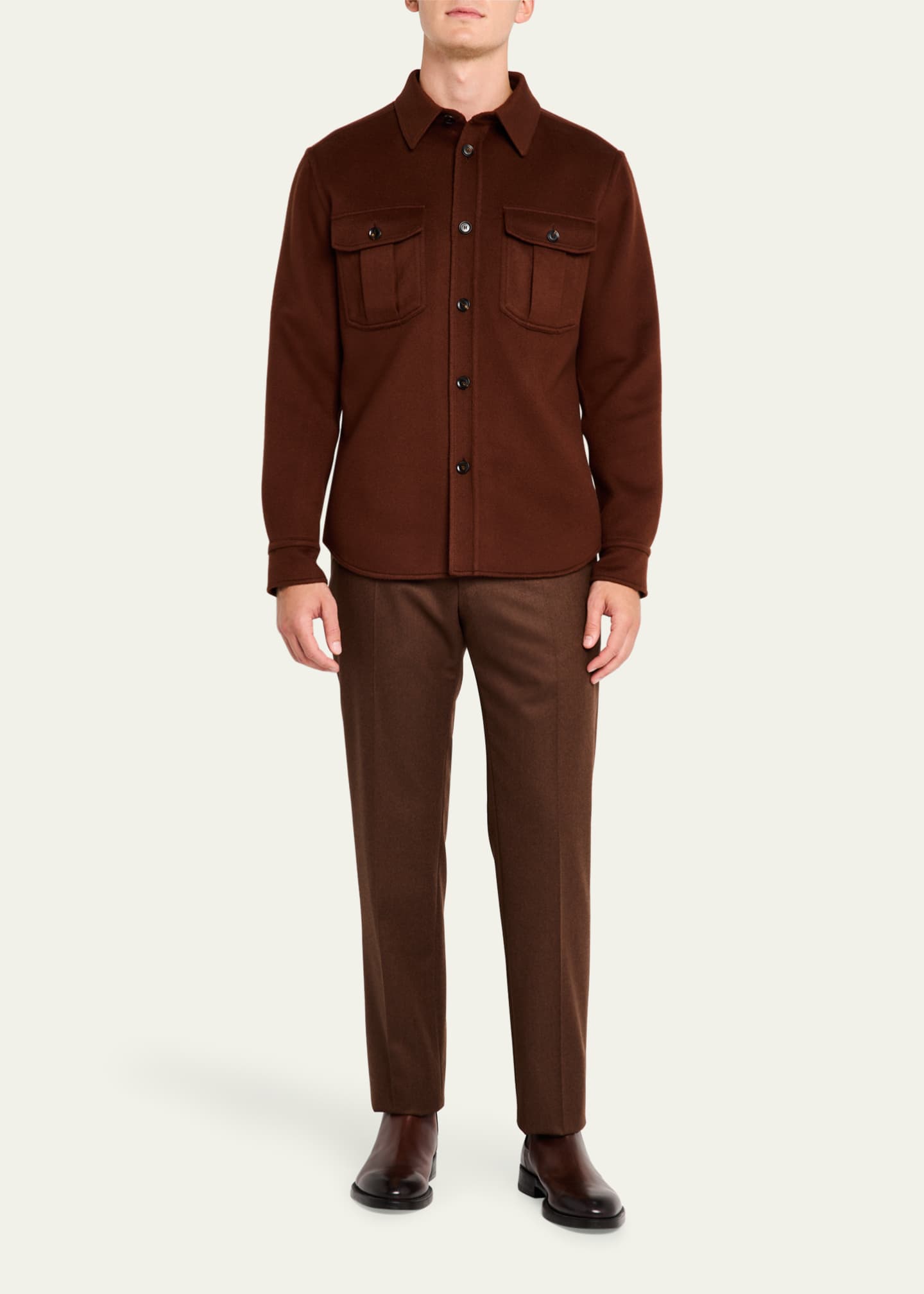 Brioni Men's Wool-Cashmere Overshirt Image 2 of 5