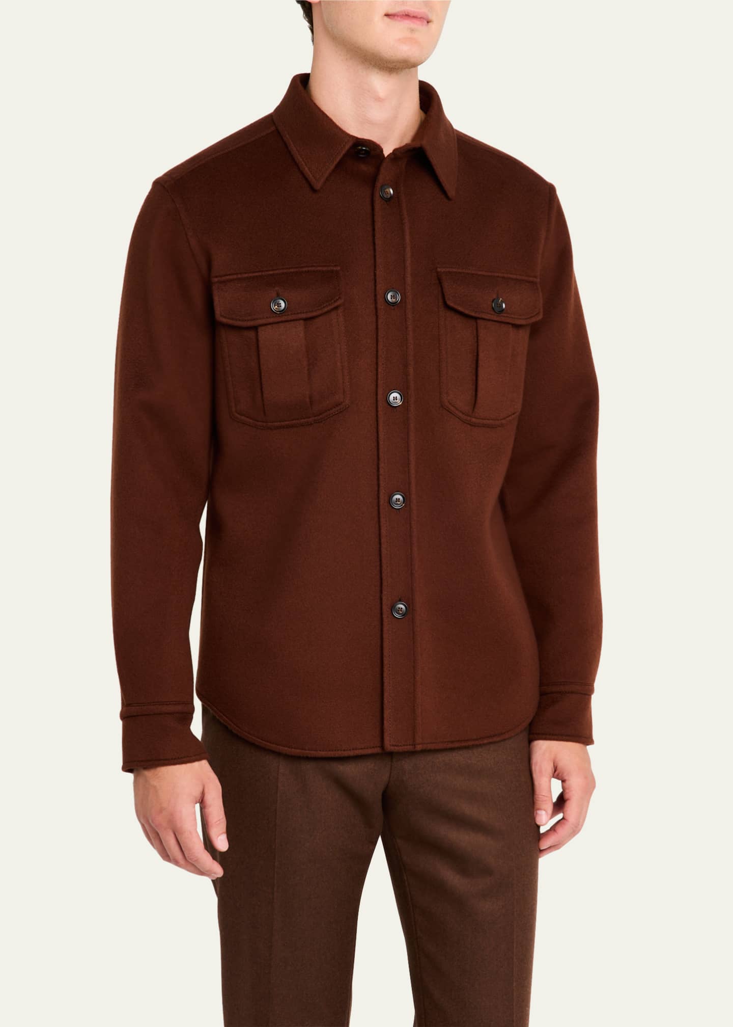 Brioni Men's Wool-Cashmere Overshirt Image 4 of 5