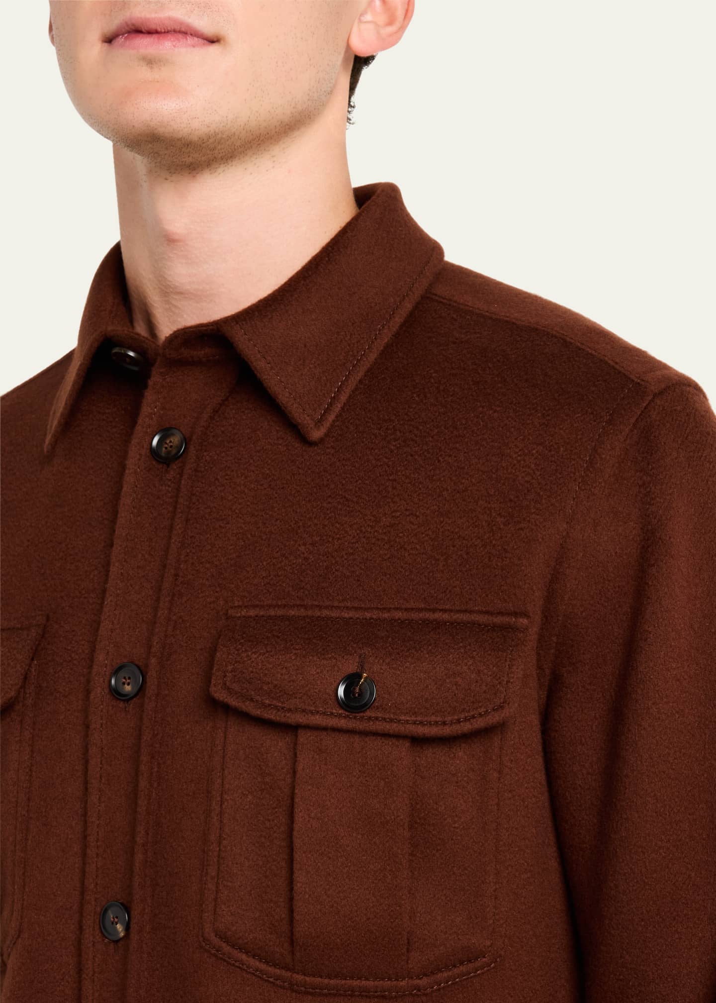Brioni Men's Wool-Cashmere Overshirt Image 5 of 5