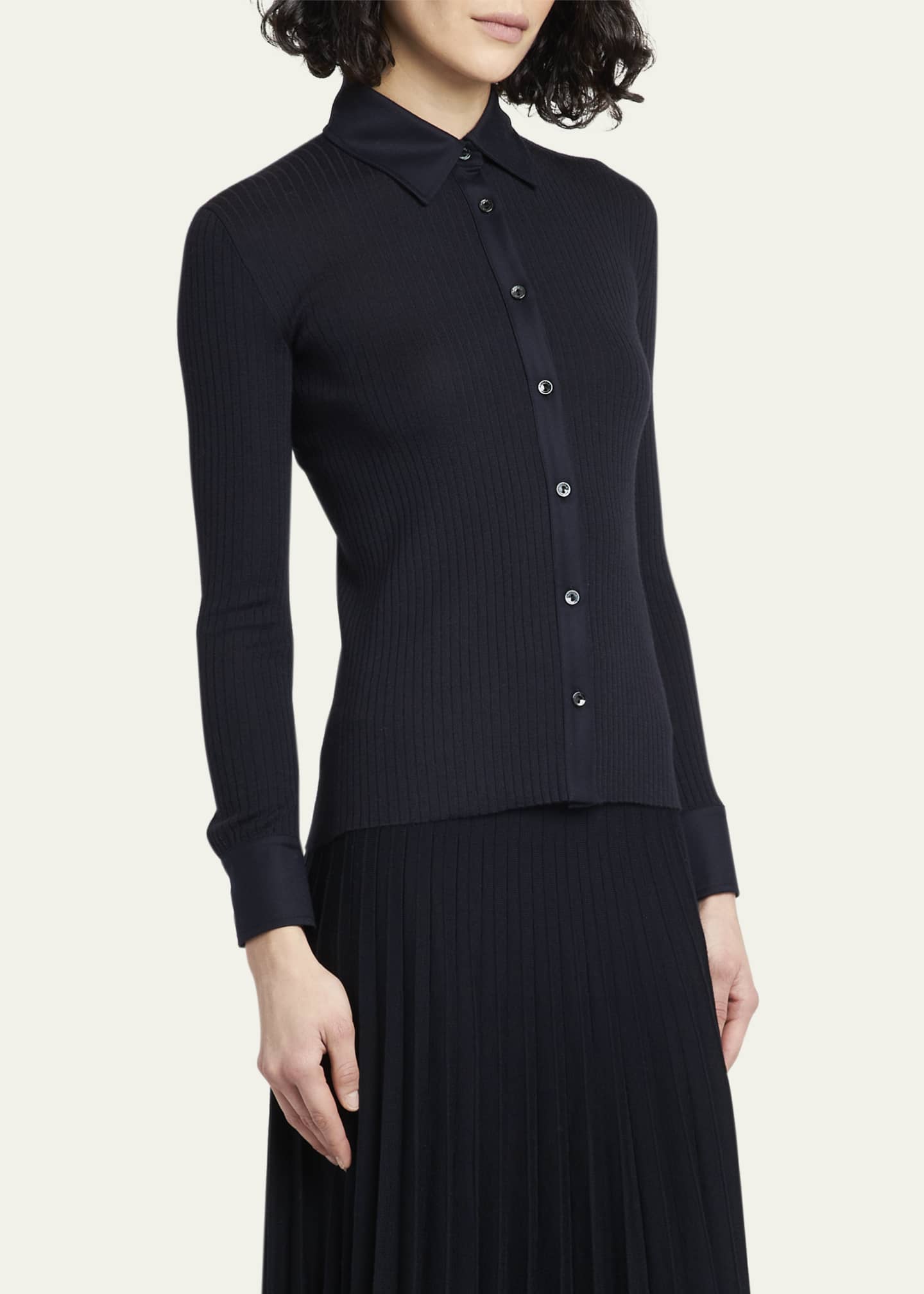 Agnona Polo Cashmere Rib Shirt Bergdorf Goodman