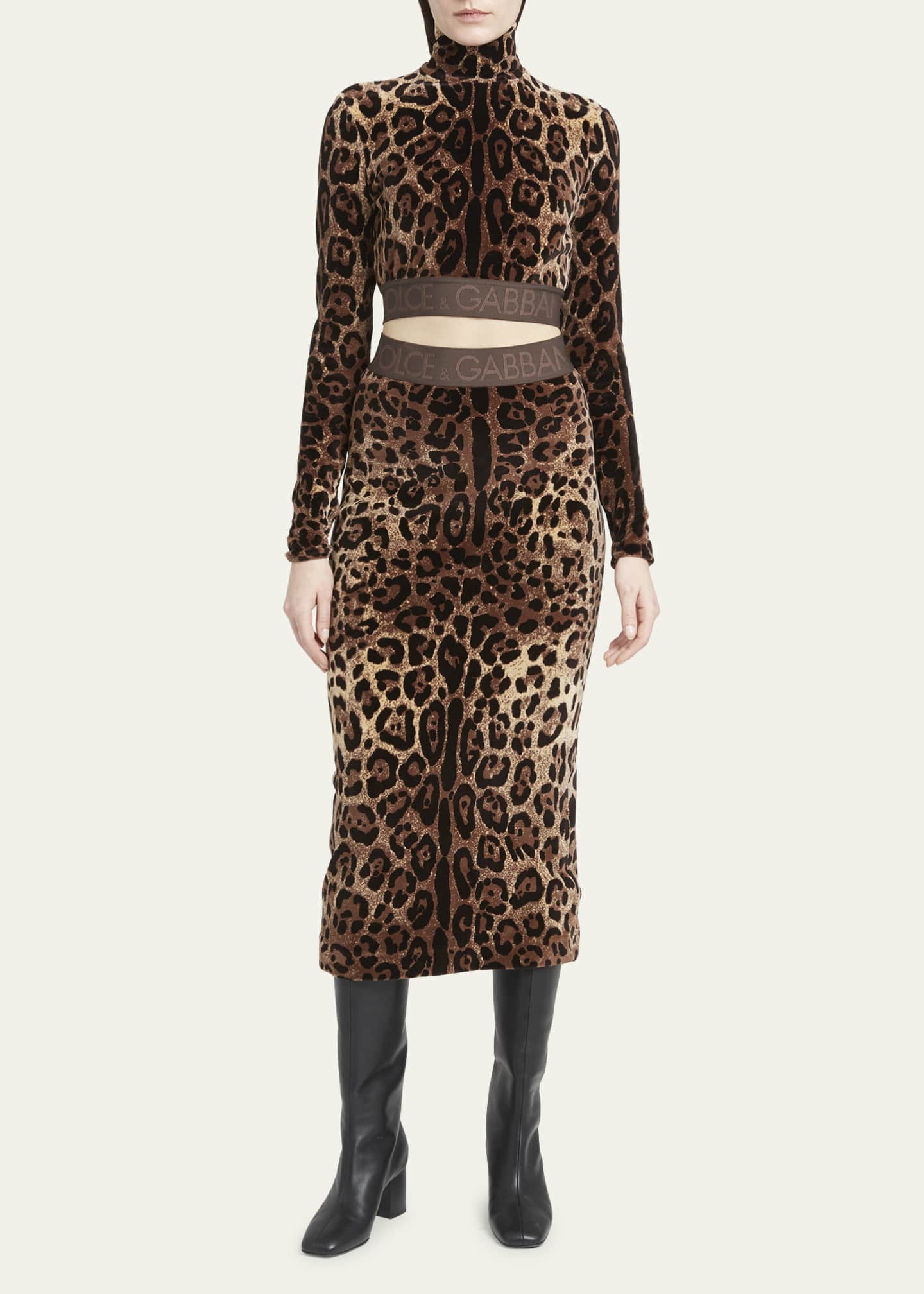 Dolce Gabbana Leopard Jacquard Chenille Pencil Skirt Bergdorf